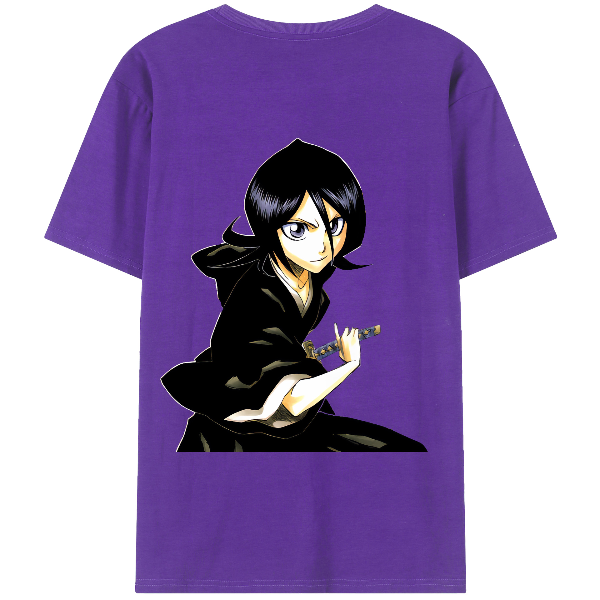 （画像用） ブリーチ 朽木ルキア BLEACH Kuchiki Rukia 綿100％ メンズ半袖Tシャツ（バックプリント） 通気性