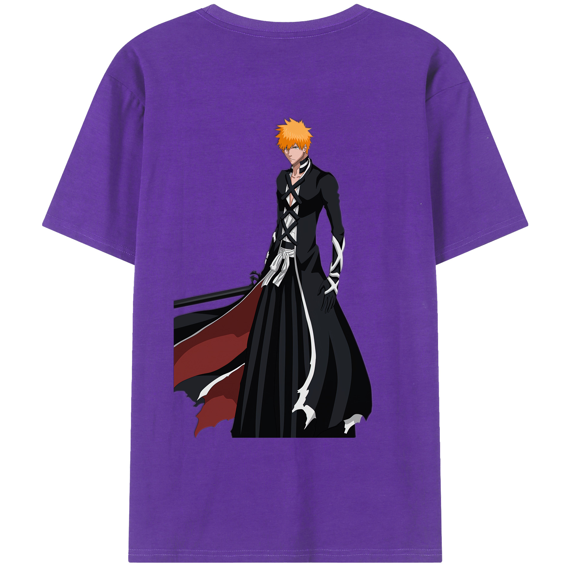 （画像用） ブリーチ 黒崎一護（くろさき いちご）BLEACH Kurosaki Ichigo 綿100％ メンズ半袖Tシャツ（バックプリント） 通気性