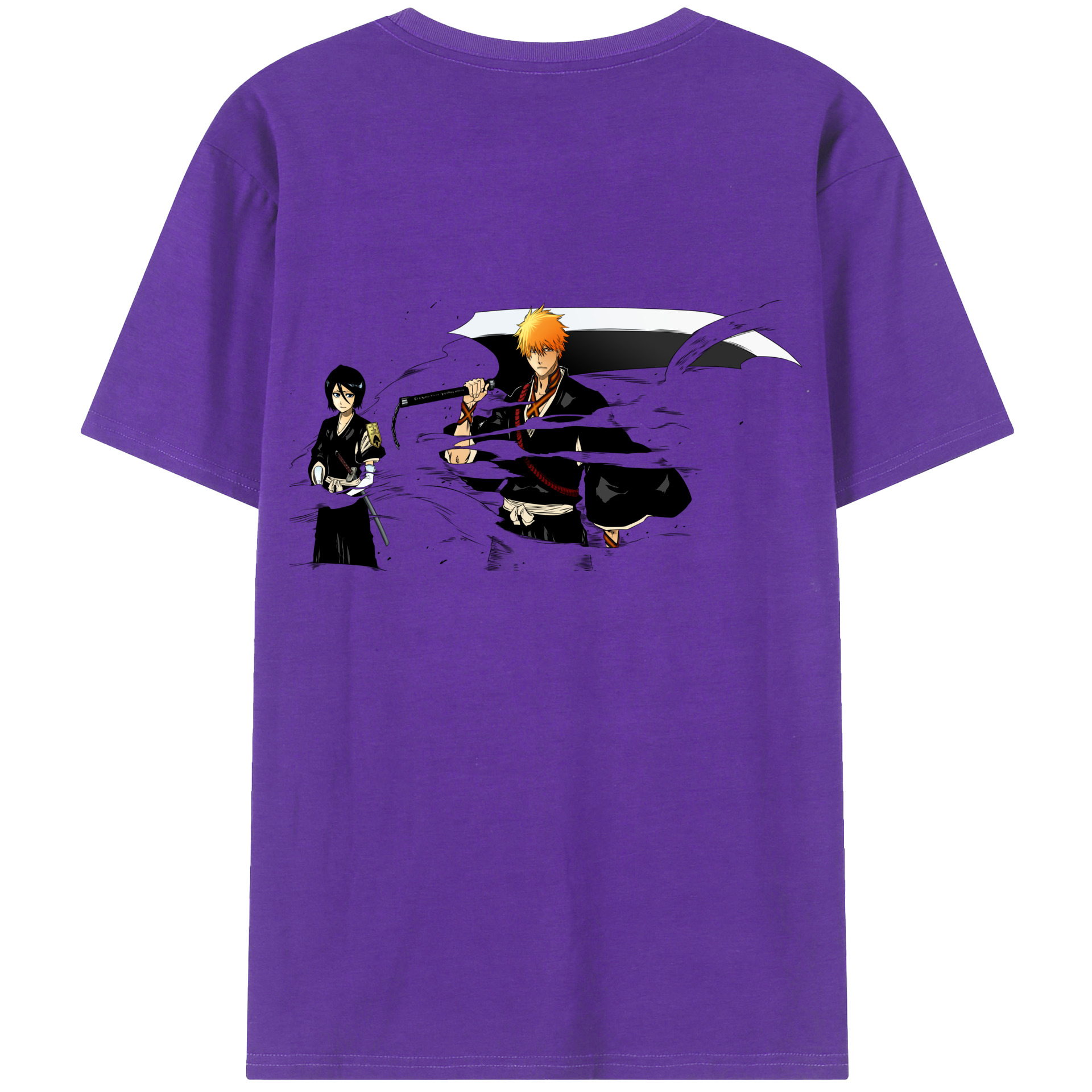 （画像用） ブリーチ 黒崎一護（くろさき いちご）BLEACH Kurosaki Ichigo 綿100％ メンズ半袖Tシャツ（バックプリント） 通気性