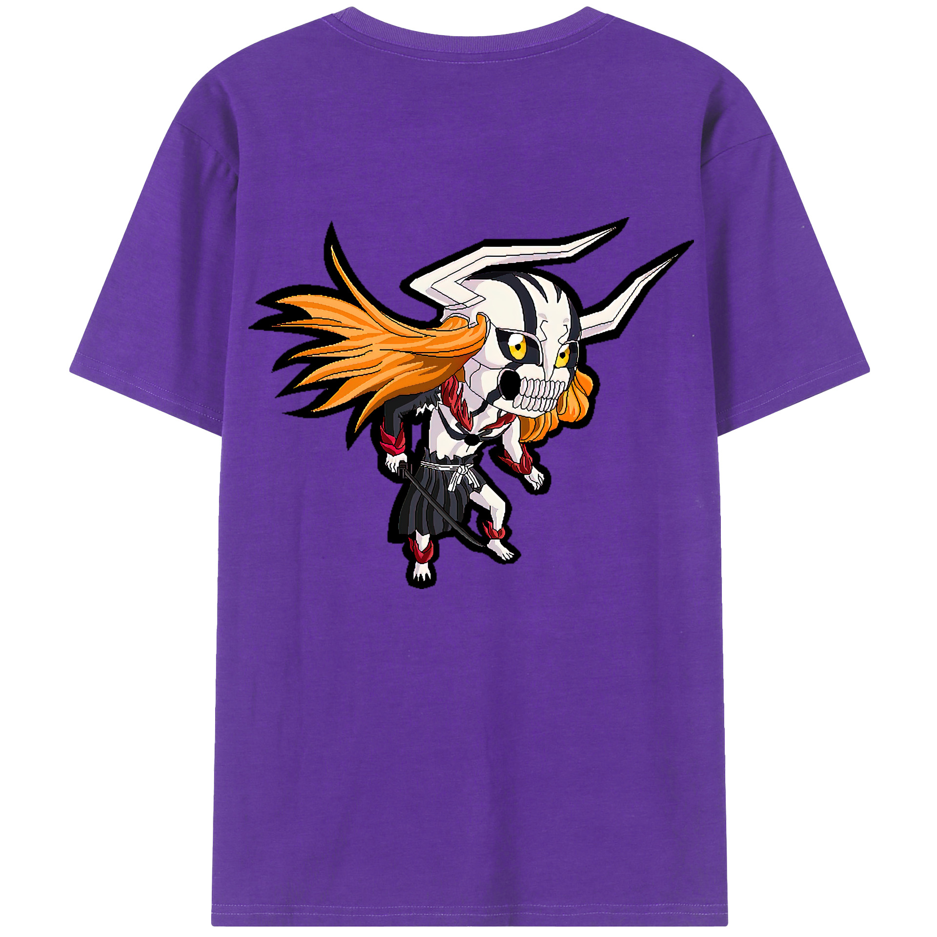 （画像用） ブリーチ 黒崎一護（くろさき いちご）BLEACH Kurosaki Ichigo 綿100％ メンズ半袖Tシャツ（バックプリント） 通気性