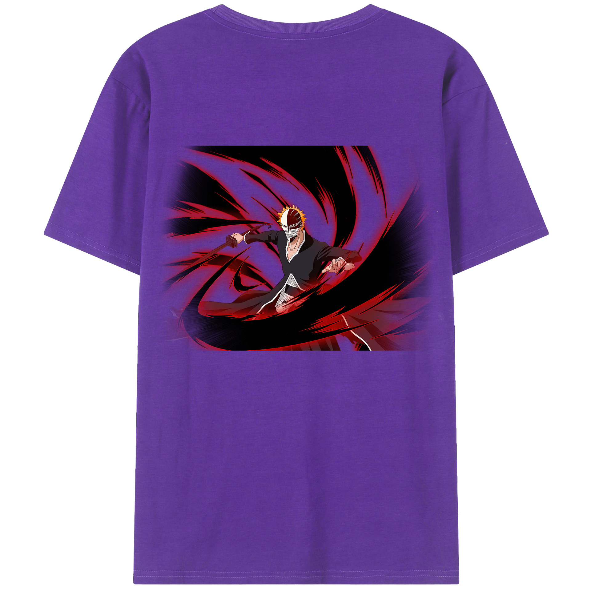 （画像用） ブリーチ 黒崎一護（くろさき いちご）BLEACH Kurosaki Ichigo 綿100％ メンズ半袖Tシャツ（バックプリント） 通気性