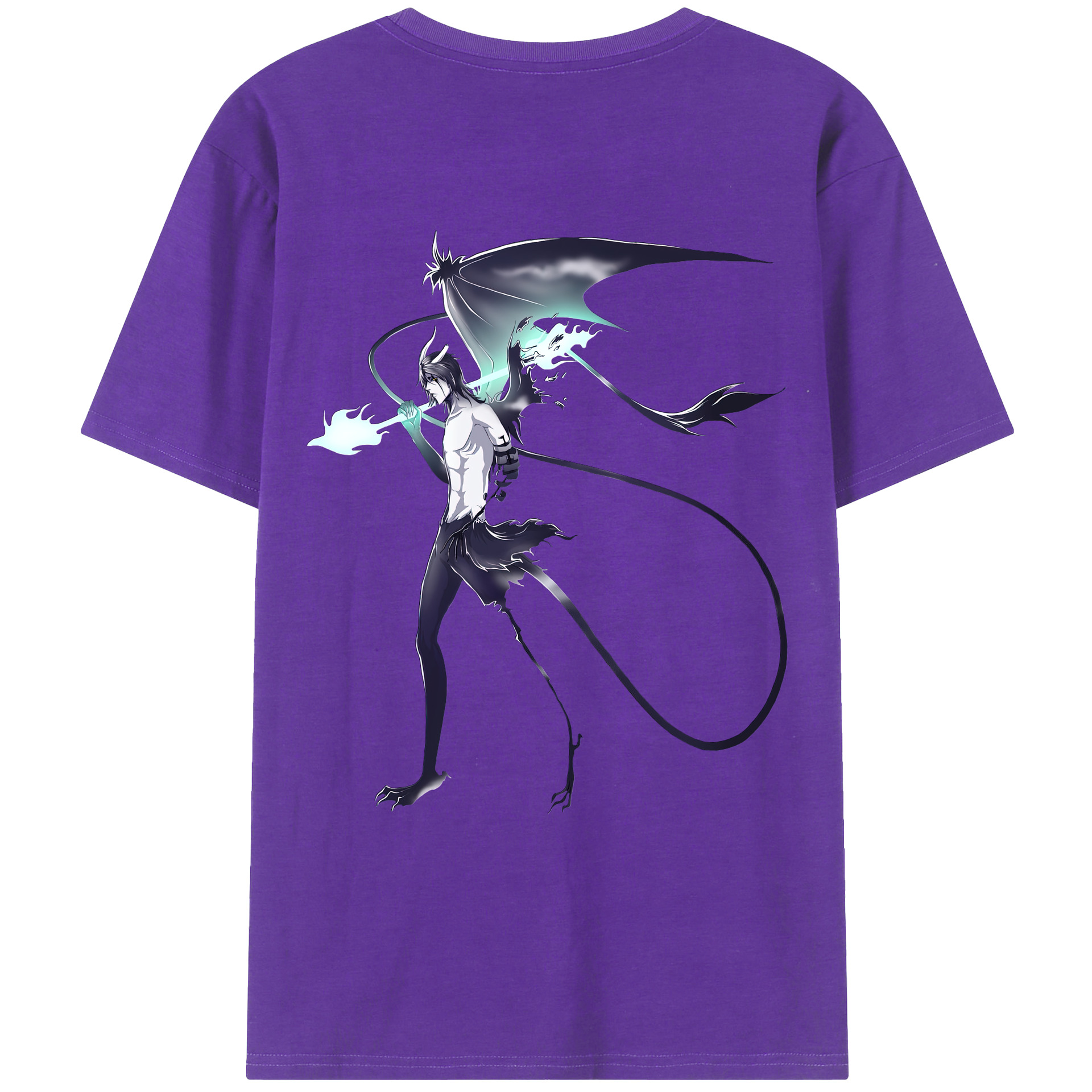 （画像用） ブリーチ ウルキオラ·シファー BLEACH Ulquiorra cifer 綿100％ メンズ半袖Tシャツ（バックプリント） 通気性