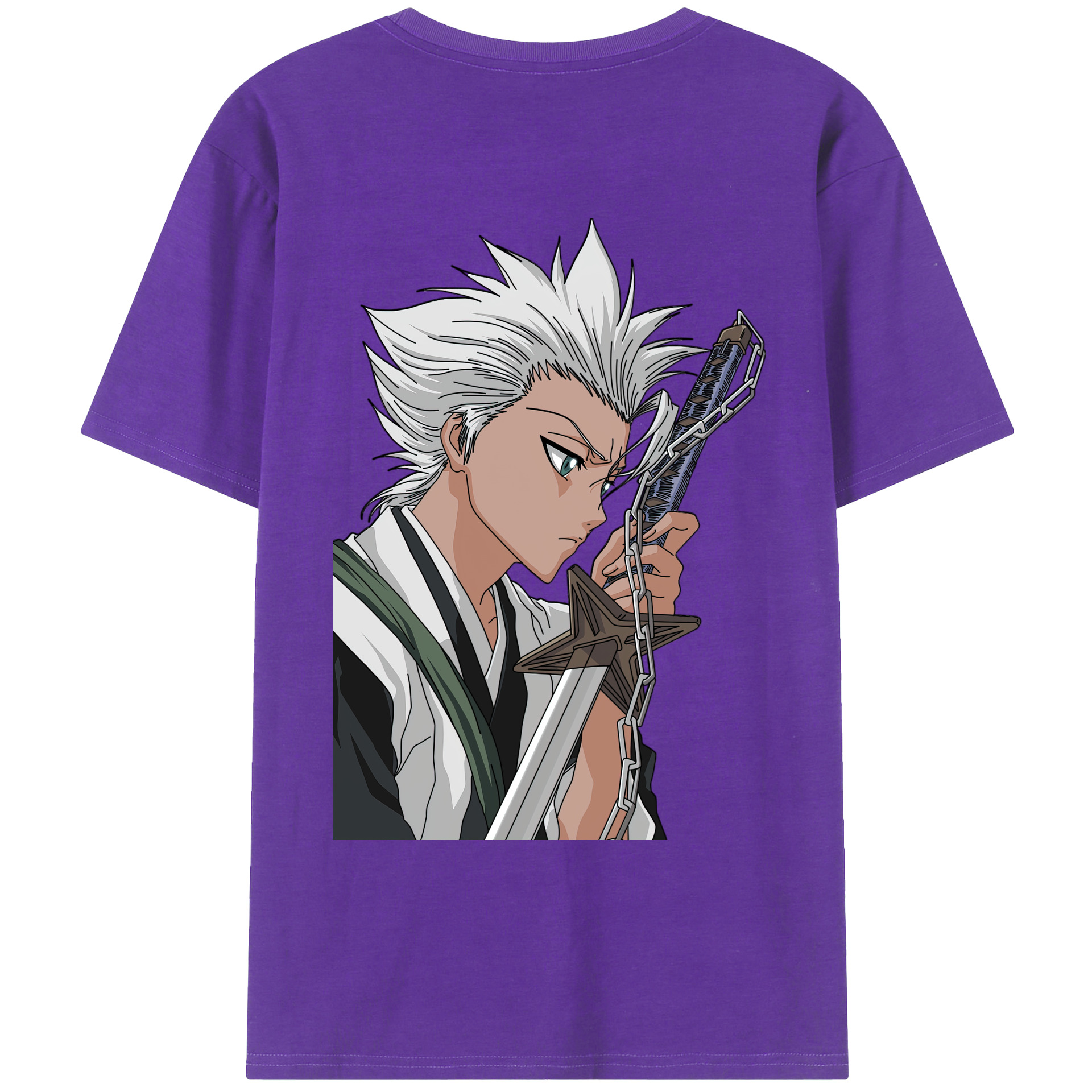 （画像用） ブリーチ 日番谷冬獅郎（ひつがや とうしろう） BLEACH Hitsugaya Toushirou 綿100％ メンズ半袖Tシャツ（バックプリント） 通気性