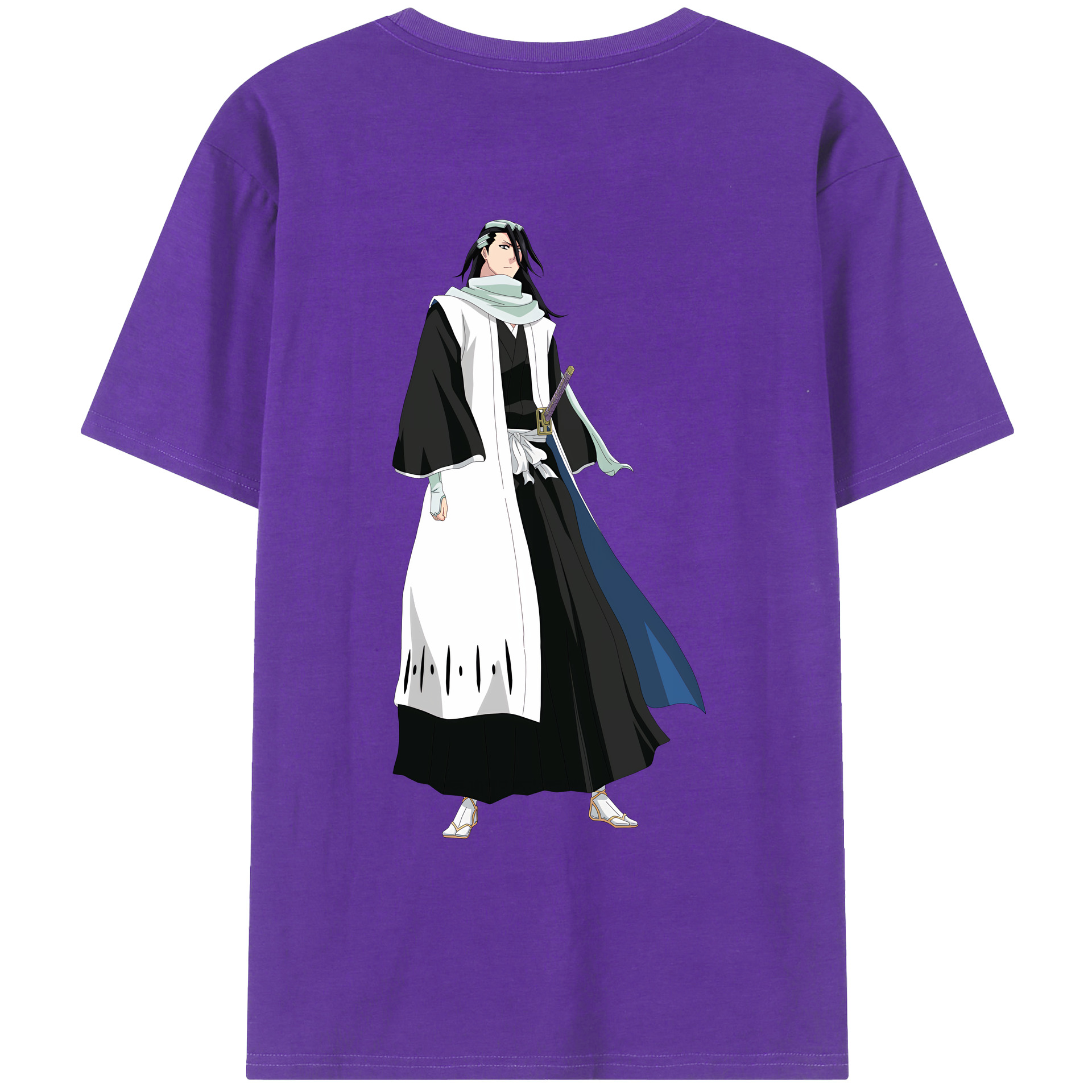 （画像用） ブリーチ くちき びゃくや BLEACH Kuchiki Byakuya 綿100％ メンズ半袖Tシャツ（バックプリント） 通気性