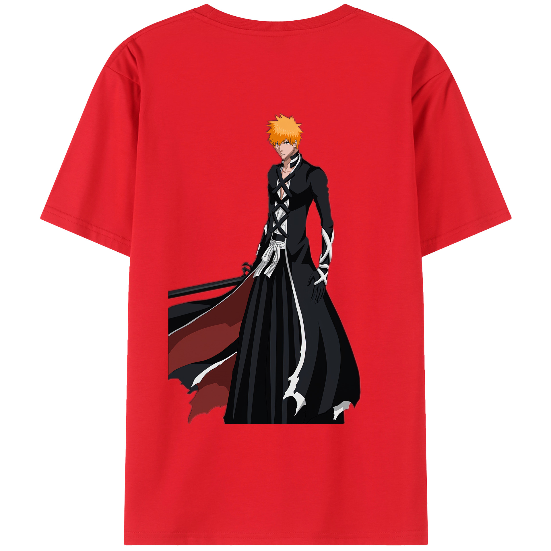 （画像用） ブリーチ 黒崎一護（くろさき いちご）BLEACH Kurosaki Ichigo 綿100％ メンズ半袖Tシャツ（バックプリント） 通気性
