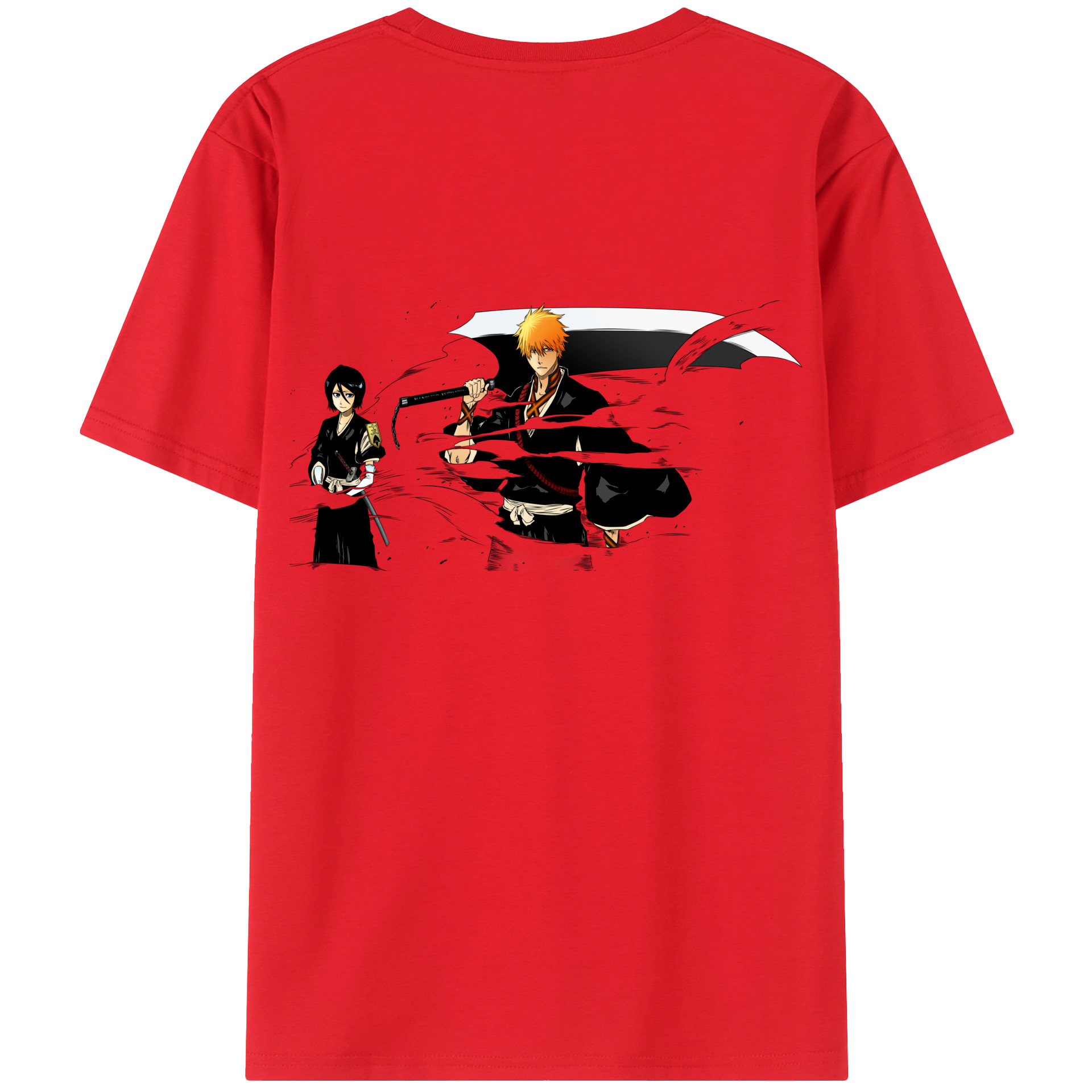 （画像用） ブリーチ 黒崎一護（くろさき いちご）BLEACH Kurosaki Ichigo 綿100％ メンズ半袖Tシャツ（バックプリント） 通気性