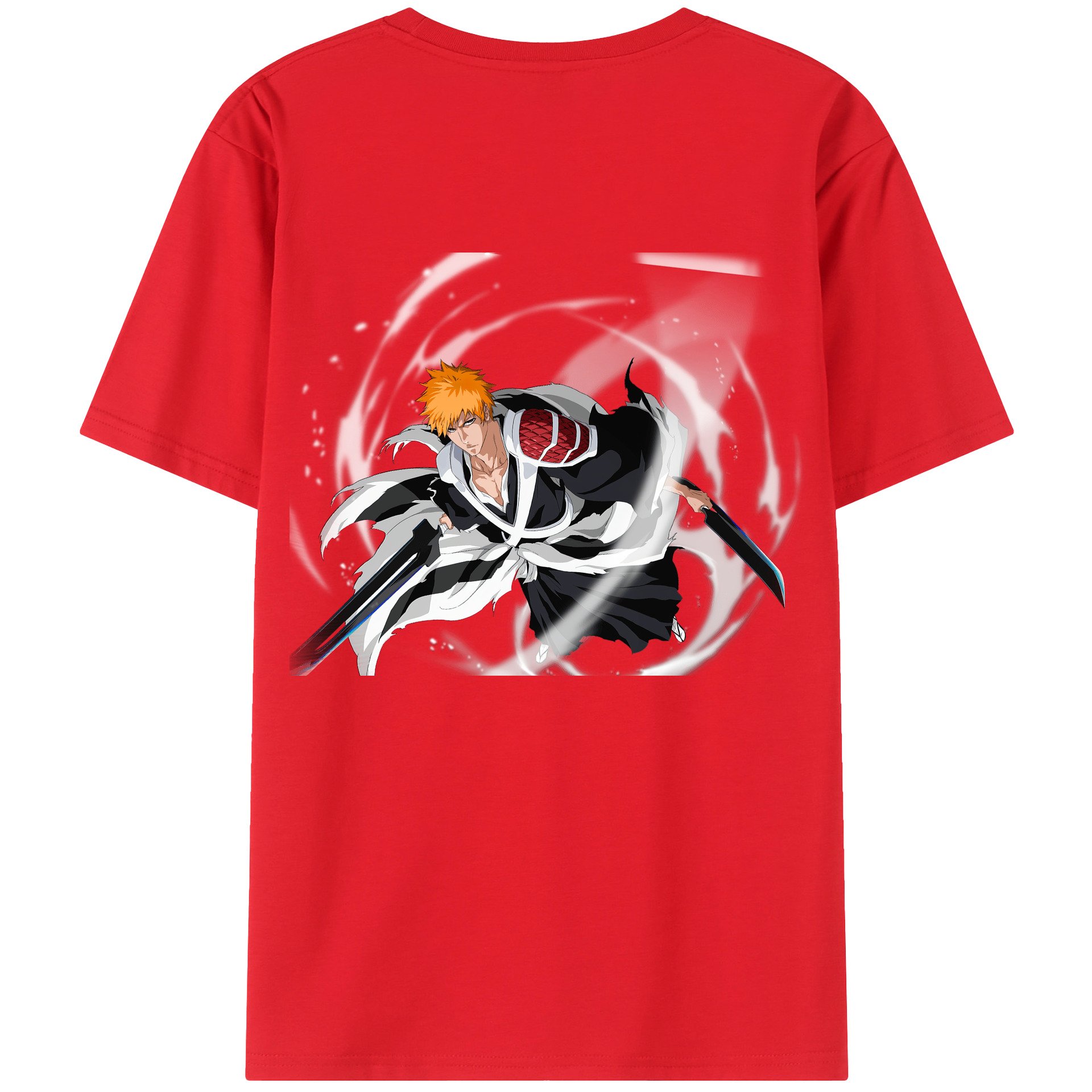 （画像用） ブリーチ 黒崎一護（くろさき いちご）BLEACH Kurosaki Ichigo 綿100％ メンズ半袖Tシャツ（バックプリント） 通気性