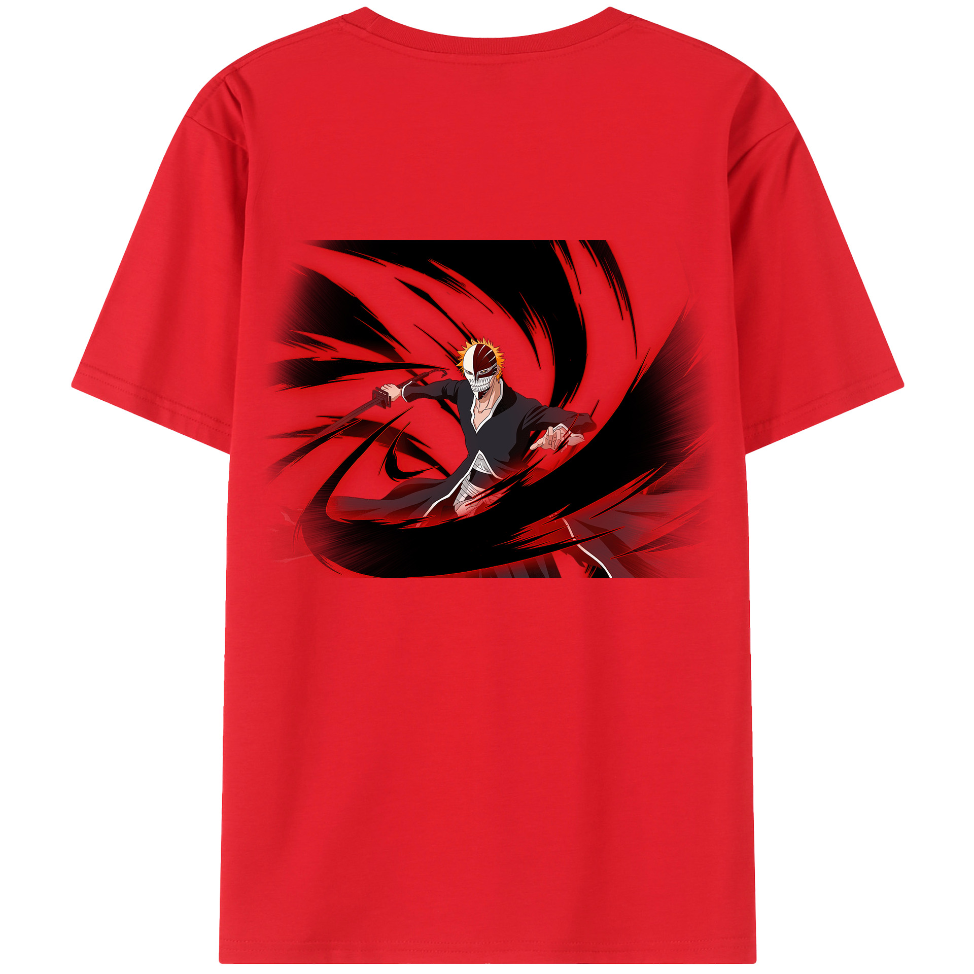 （画像用） ブリーチ 黒崎一護（くろさき いちご）BLEACH Kurosaki Ichigo 綿100％ メンズ半袖Tシャツ（バックプリント） 通気性