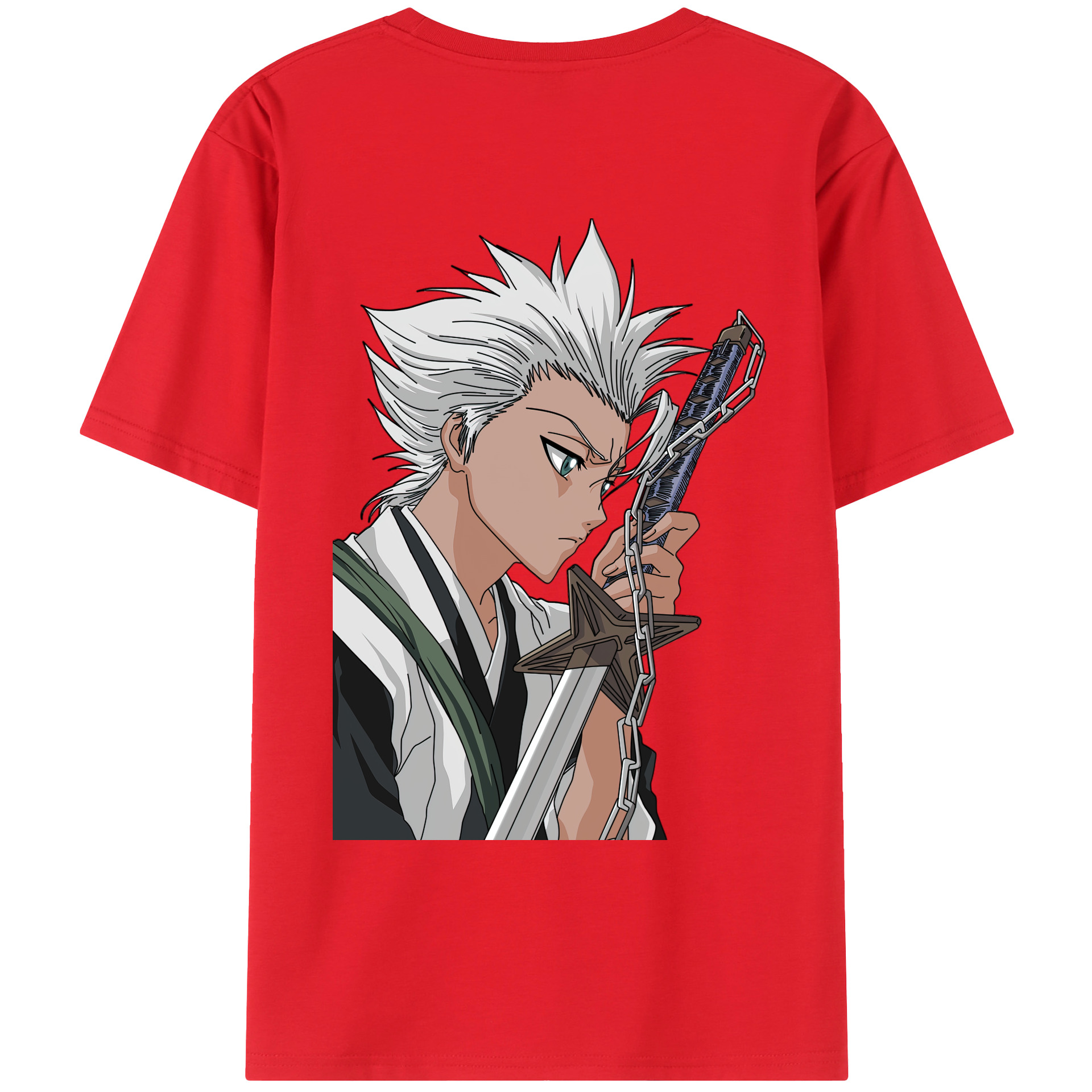 （画像用） ブリーチ 日番谷冬獅郎（ひつがや とうしろう） BLEACH Hitsugaya Toushirou 綿100％ メンズ半袖Tシャツ（バックプリント） 通気性