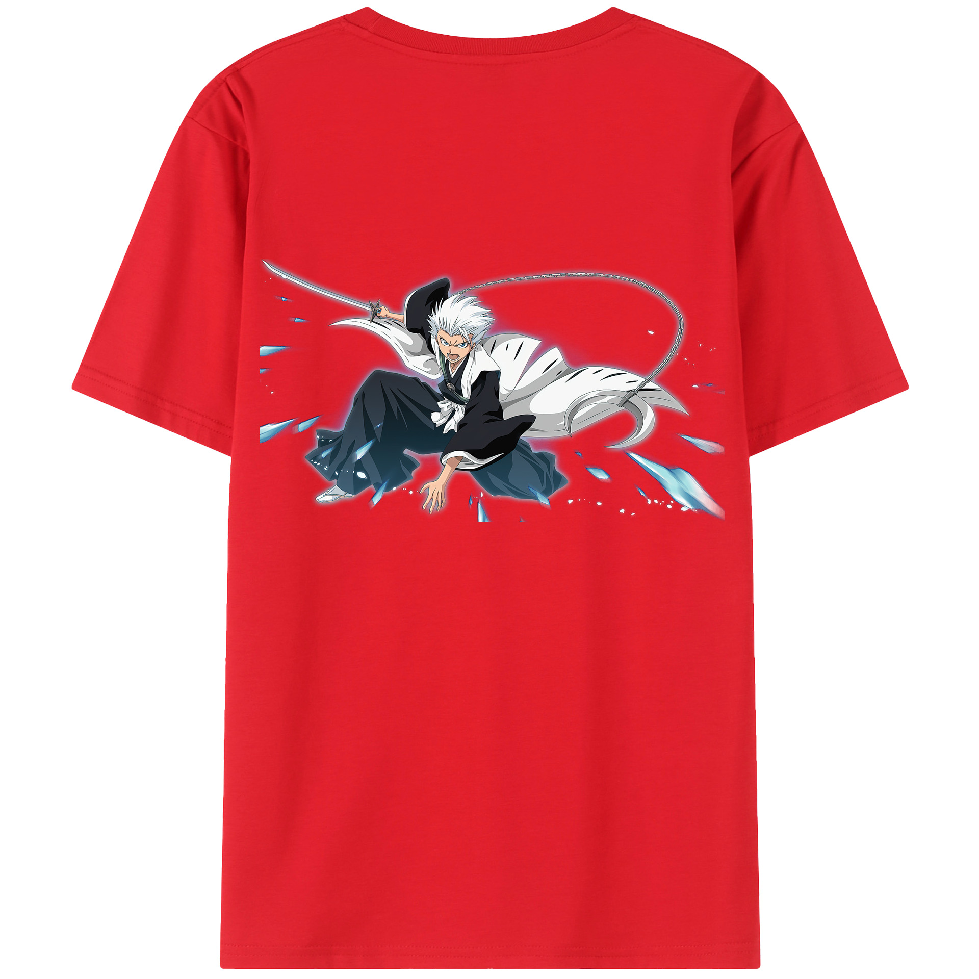 （画像用） ブリーチ 日番谷冬獅郎（ひつがや とうしろう） BLEACH Hitsugaya Toushirou 綿100％ メンズ半袖Tシャツ（バックプリント） 通気性