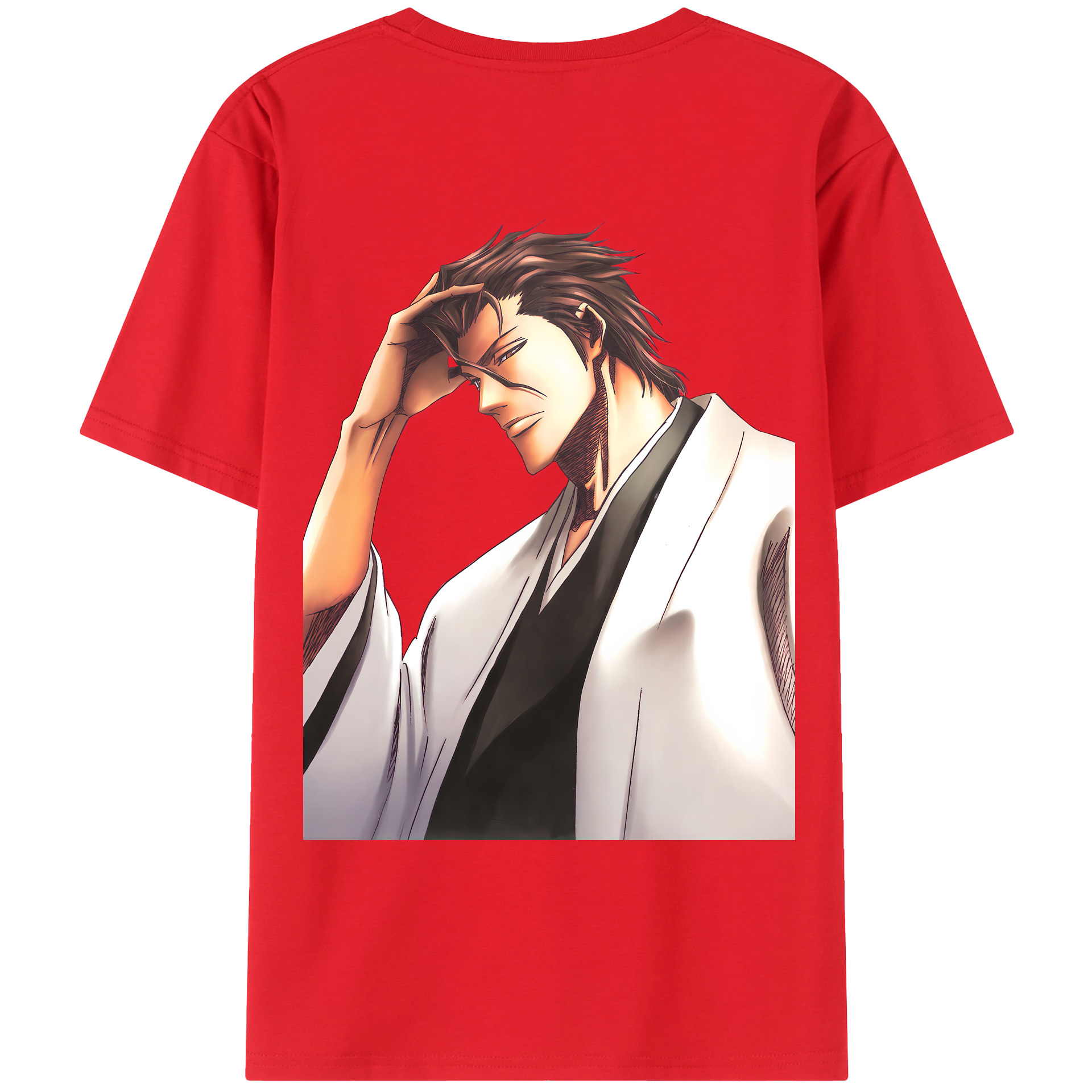 （画像用） ブリーチ 藍染 惣右介（あいぜん そうすけ） BLEACH Aizen Sousuke 綿100％ メンズ半袖Tシャツ（バックプリント） 通気性