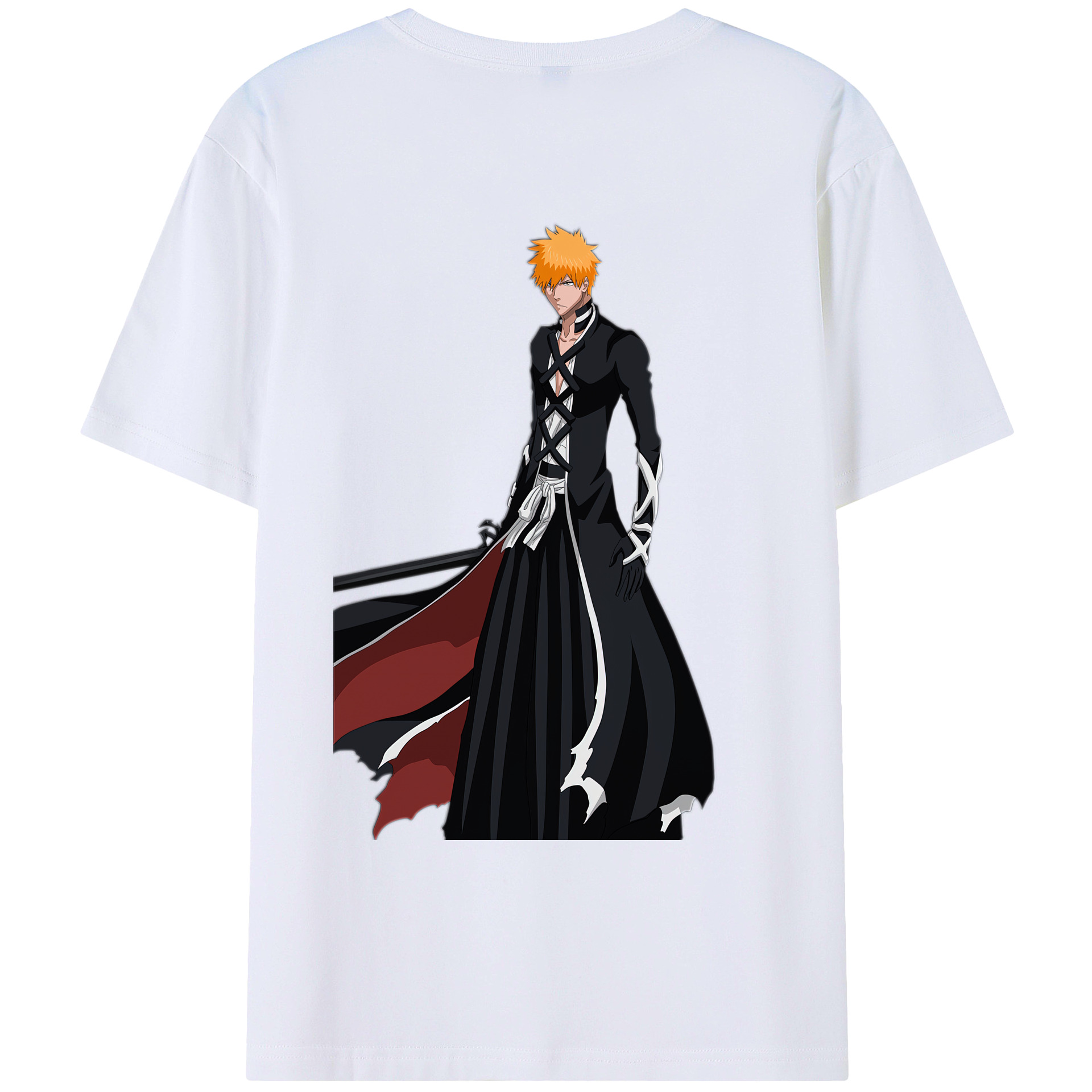 （画像用） ブリーチ 黒崎一護（くろさき いちご）BLEACH Kurosaki Ichigo 綿100％ メンズ半袖Tシャツ（バックプリント） 通気性