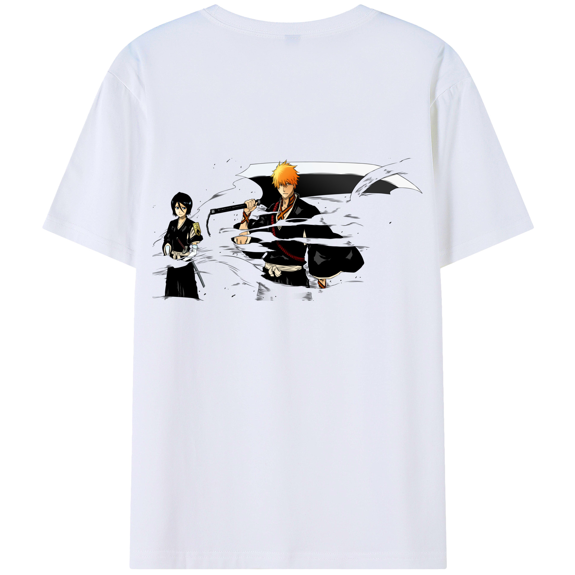 （画像用） ブリーチ 黒崎一護（くろさき いちご）BLEACH Kurosaki Ichigo 綿100％ メンズ半袖Tシャツ（バックプリント） 通気性