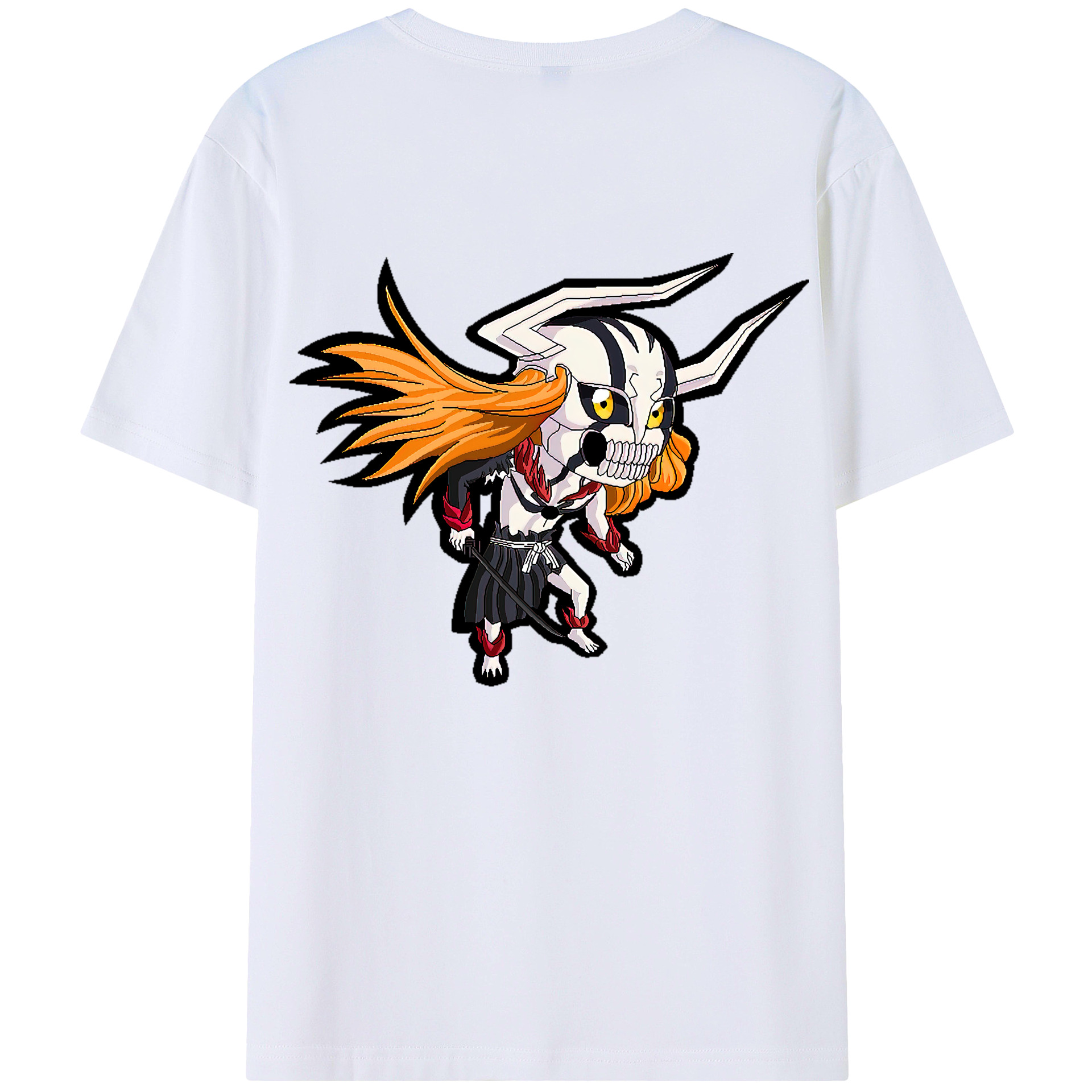 （画像用） ブリーチ 黒崎一護（くろさき いちご）BLEACH Kurosaki Ichigo 綿100％ メンズ半袖Tシャツ（バックプリント） 通気性