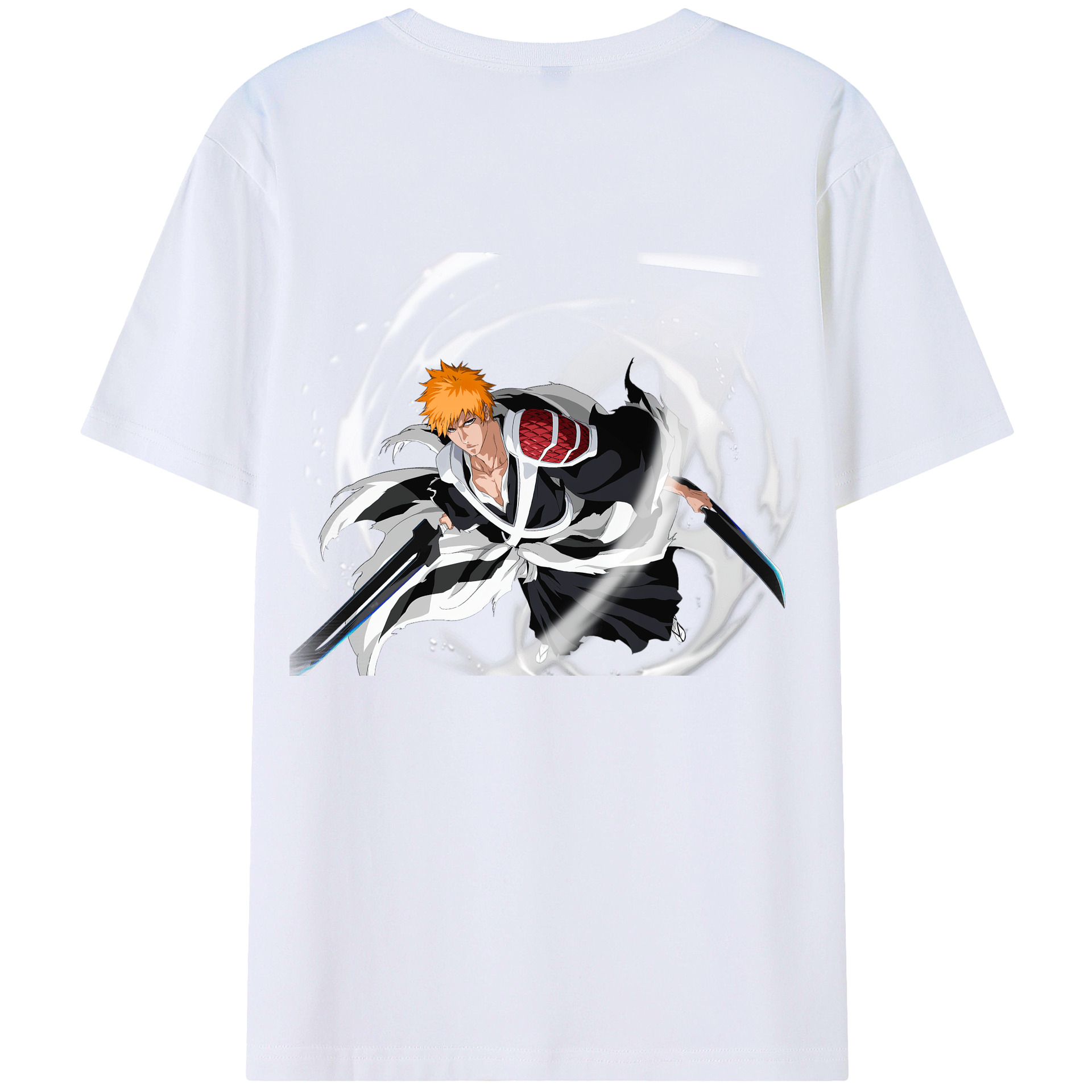 （画像用） ブリーチ 黒崎一護（くろさき いちご）BLEACH Kurosaki Ichigo 綿100％ メンズ半袖Tシャツ（バックプリント） 通気性