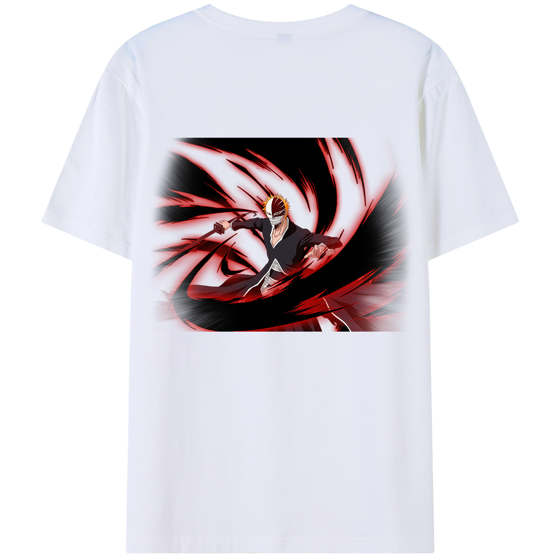 （画像用） ブリーチ 黒崎一護（くろさき いちご）BLEACH Kurosaki Ichigo 綿100％ メンズ半袖Tシャツ（バックプリント） 通気性