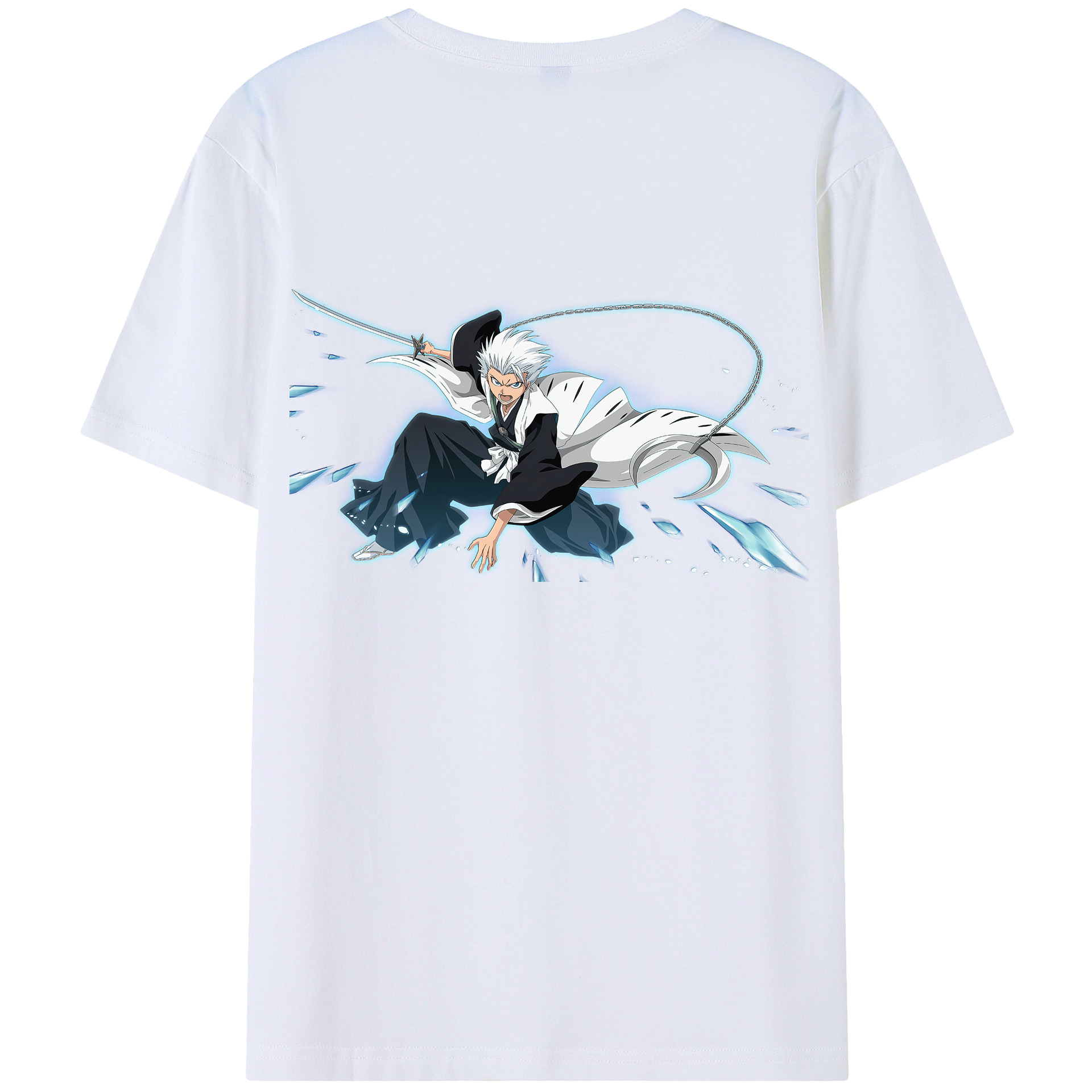 （画像用） ブリーチ 日番谷冬獅郎（ひつがや とうしろう） BLEACH Hitsugaya Toushirou 綿100％ メンズ半袖Tシャツ（バックプリント） 通気性