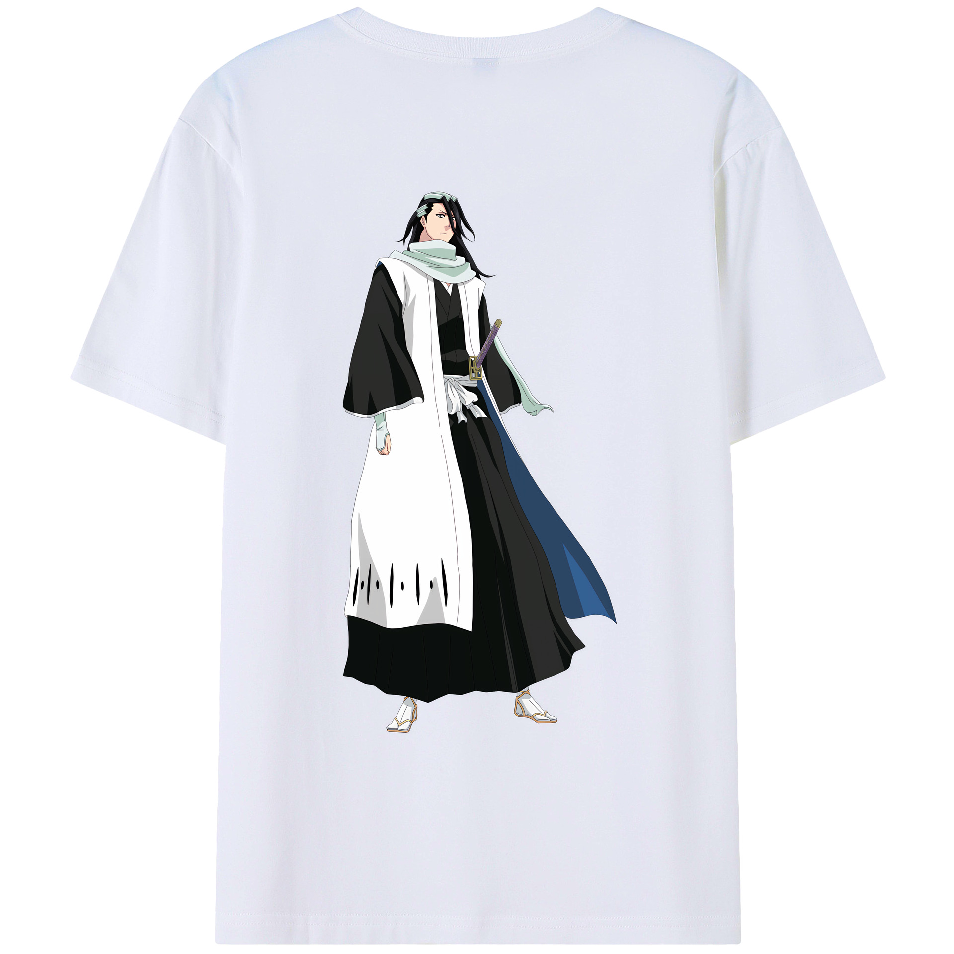 （画像用） ブリーチ くちき びゃくや BLEACH Kuchiki Byakuya 綿100％ メンズ半袖Tシャツ（バックプリント） 通気性