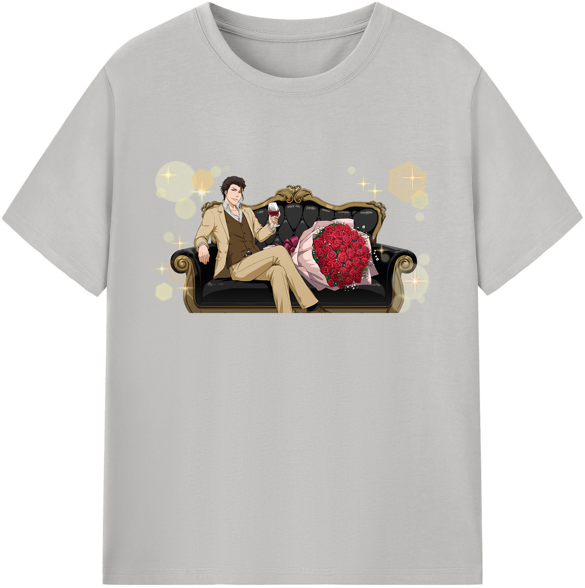 （画像用） ブリーチ 藍染 惣右介（あいぜん そうすけ） BLEACH Aizen Sousuke 綿100％ メンズ半袖Tシャツ｜肌触りやわらか＆通気性