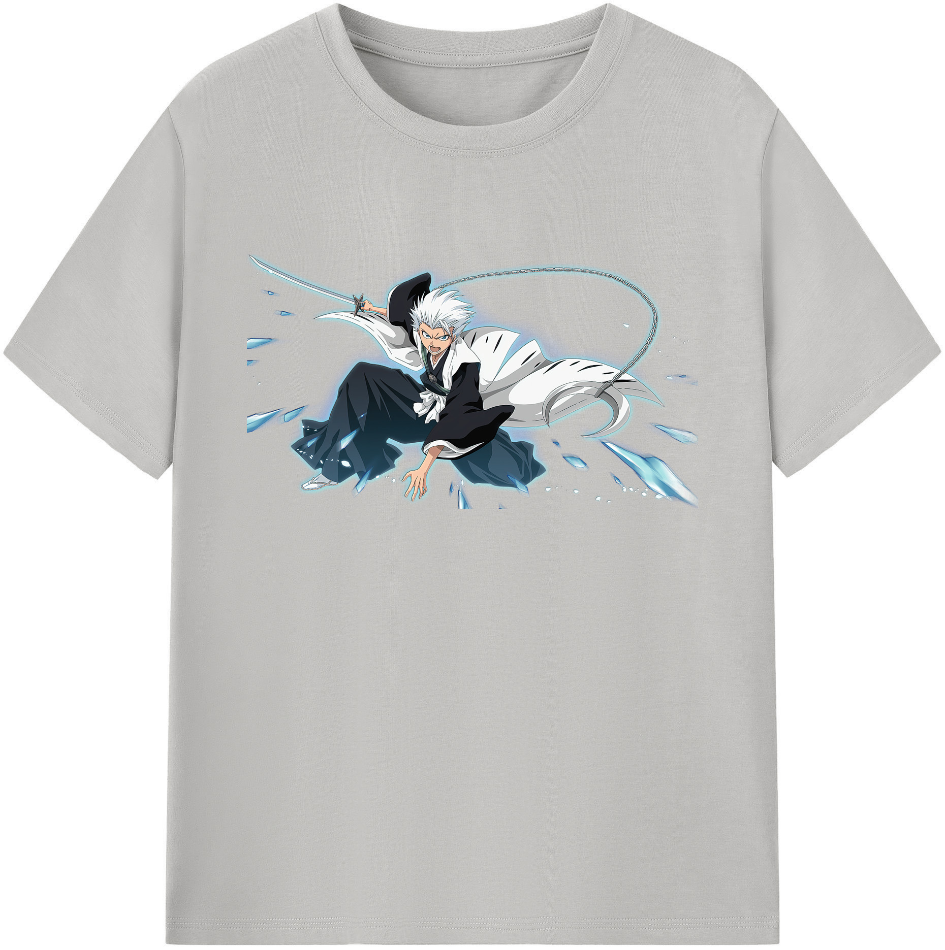（画像用） ブリーチ 日番谷冬獅郎（ひつがや とうしろう） BLEACH Hitsugaya Toushirou 綿100％ メンズ半袖Tシャツ｜肌触りやわらか＆通気性