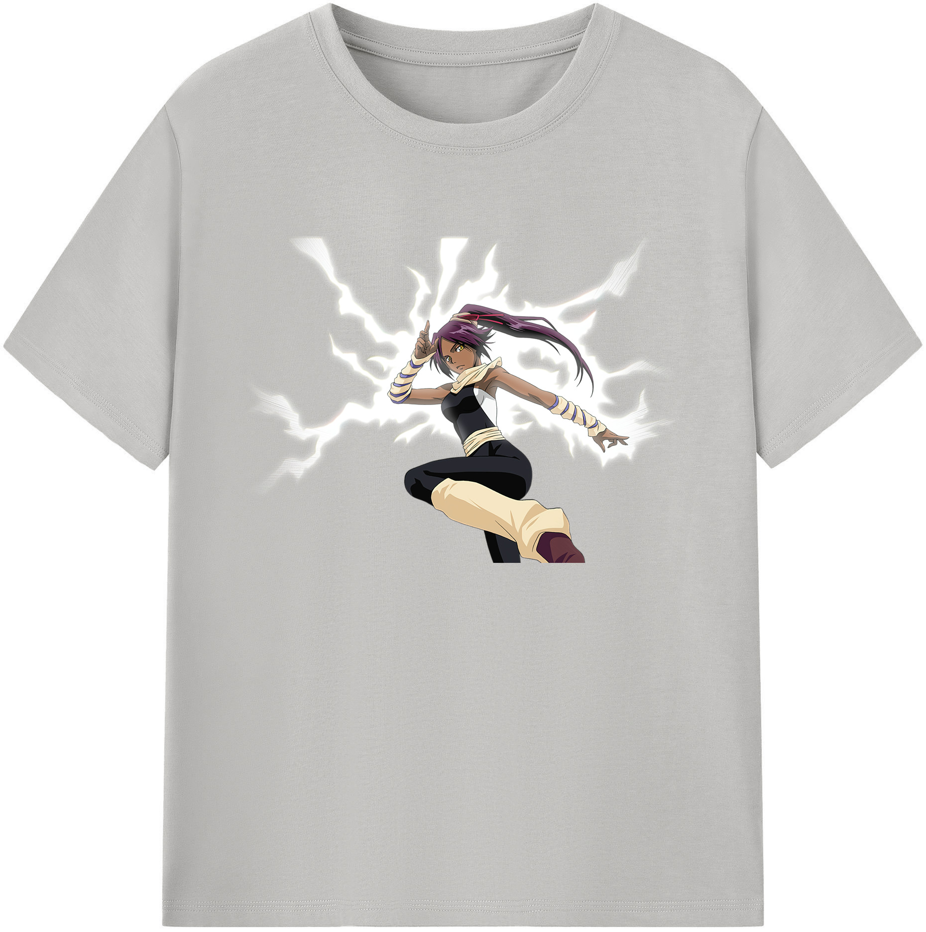 （画像用） ブリーチ 四楓院 夜一（しほういん よるいち） BLEACH Shihouin Yoruichi 綿100％ メンズ半袖Tシャツ｜肌触りやわらか＆通気性