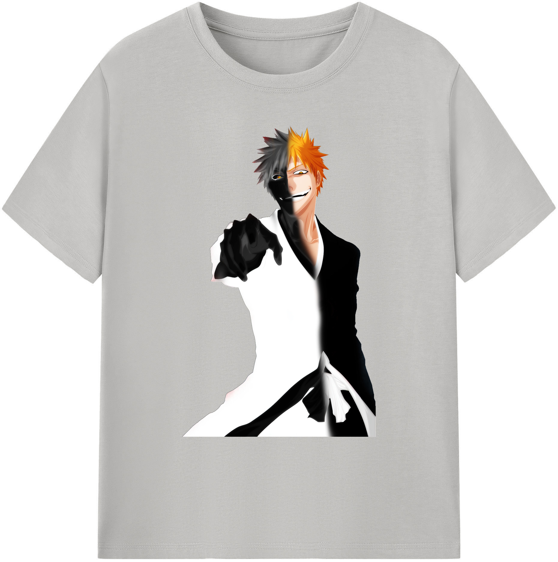 （画像用） ブリーチ 黒崎一護（くろさき いちご）BLEACH Kurosaki Ichigo 綿100％ メンズ半袖Tシャツ｜肌触りやわらか＆通気性