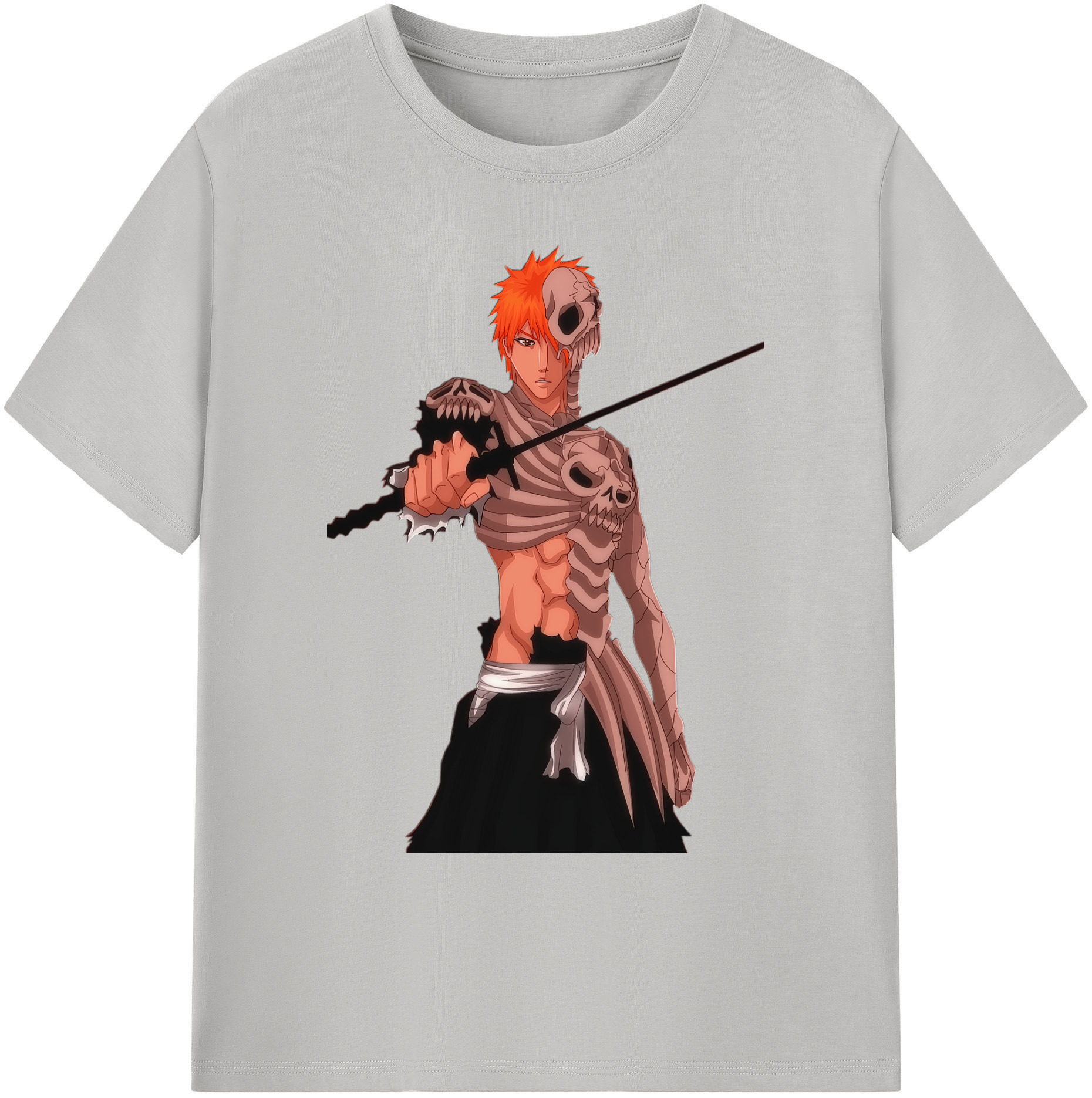 （画像用） ブリーチ 黒崎一護（くろさき いちご）BLEACH Kurosaki Ichigo 綿100％ メンズ半袖Tシャツ｜肌触りやわらか＆通気性