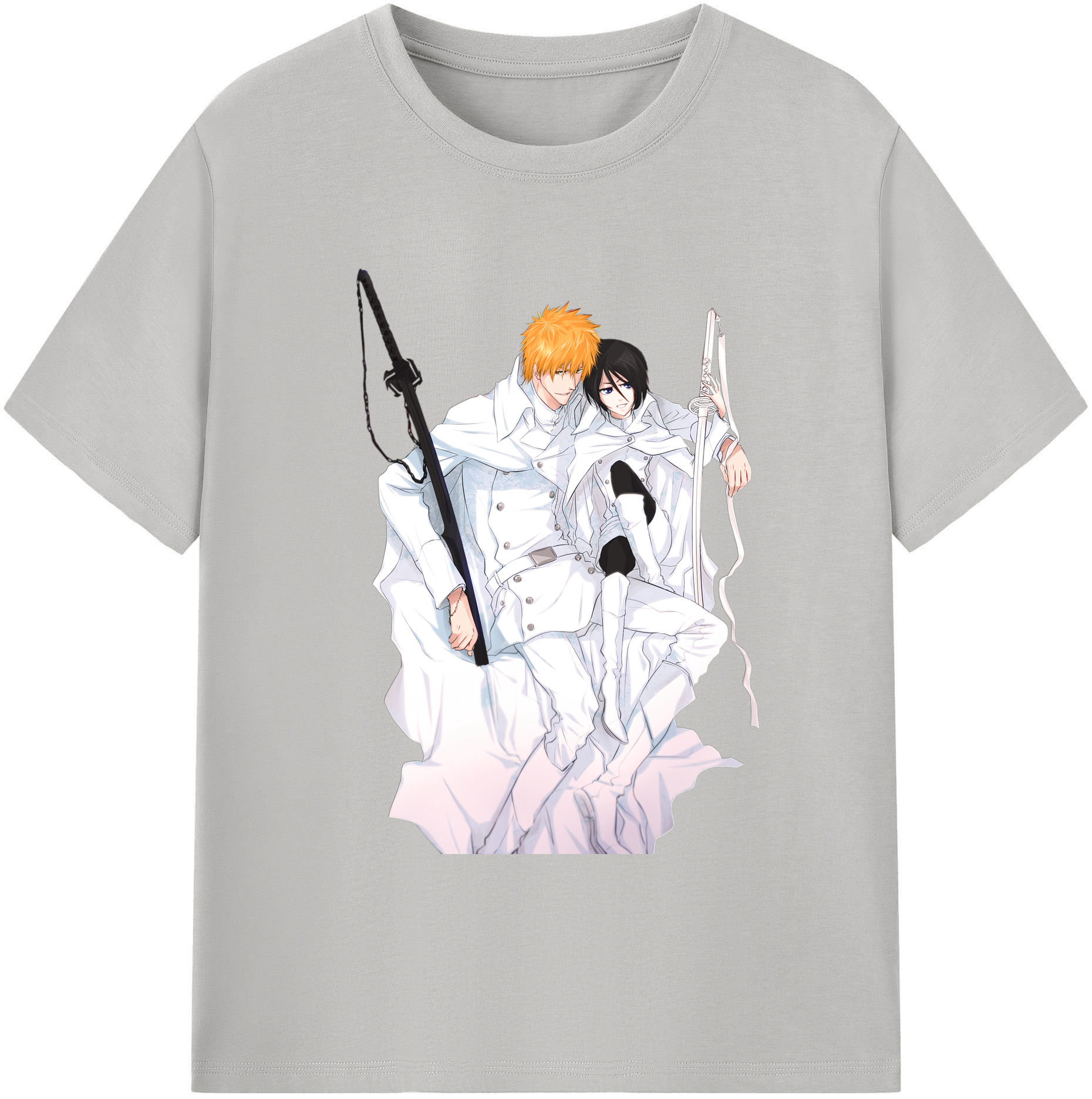（画像用） ブリーチ 黒崎一護（くろさき いちご）BLEACH Kurosaki Ichigo 綿100％ メンズ半袖Tシャツ｜肌触りやわらか＆通気性