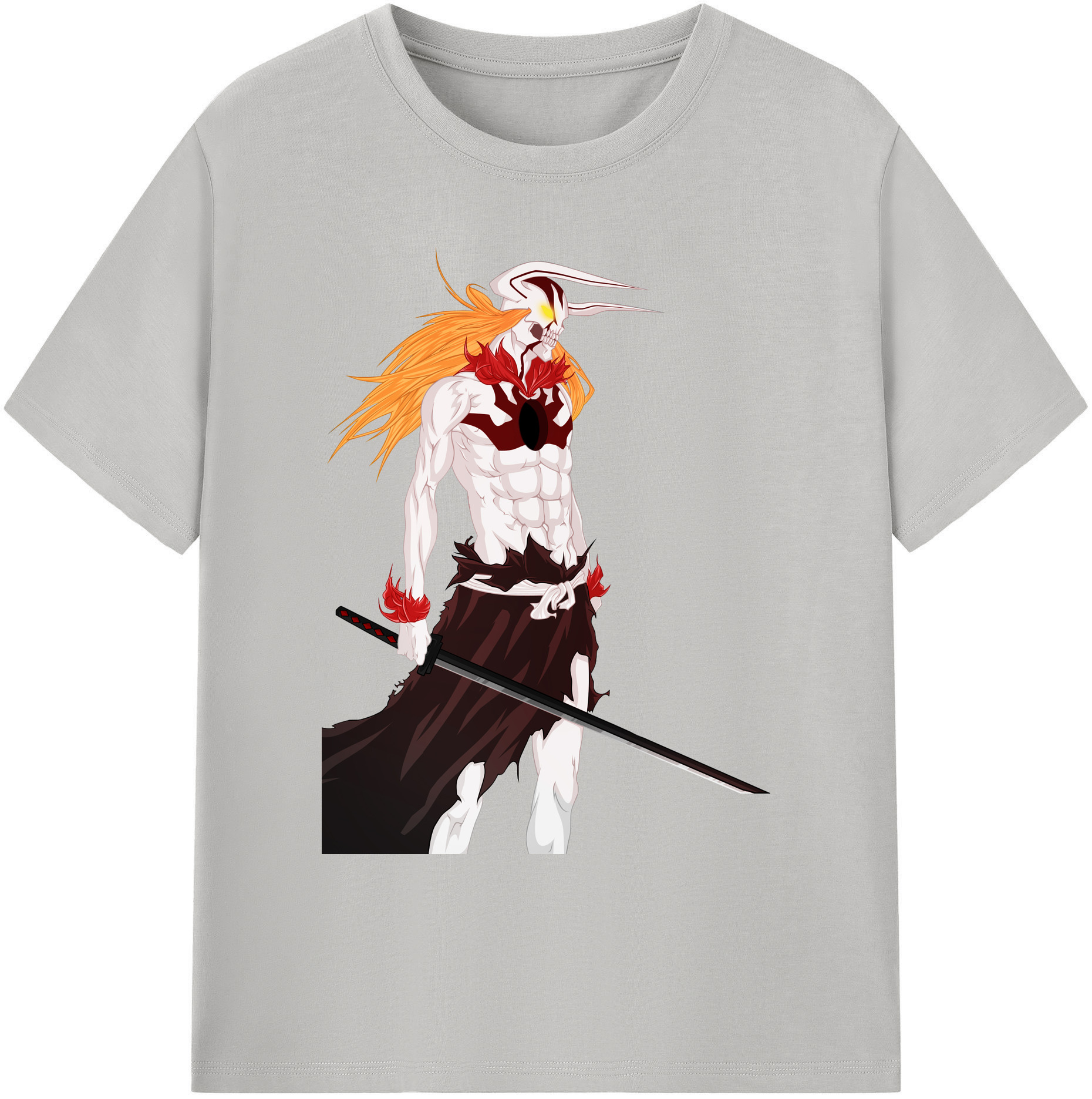 （画像用） ブリーチ 黒崎一護（くろさき いちご）BLEACH Kurosaki Ichigo 綿100％ メンズ半袖Tシャツ｜肌触りやわらか＆通気性
