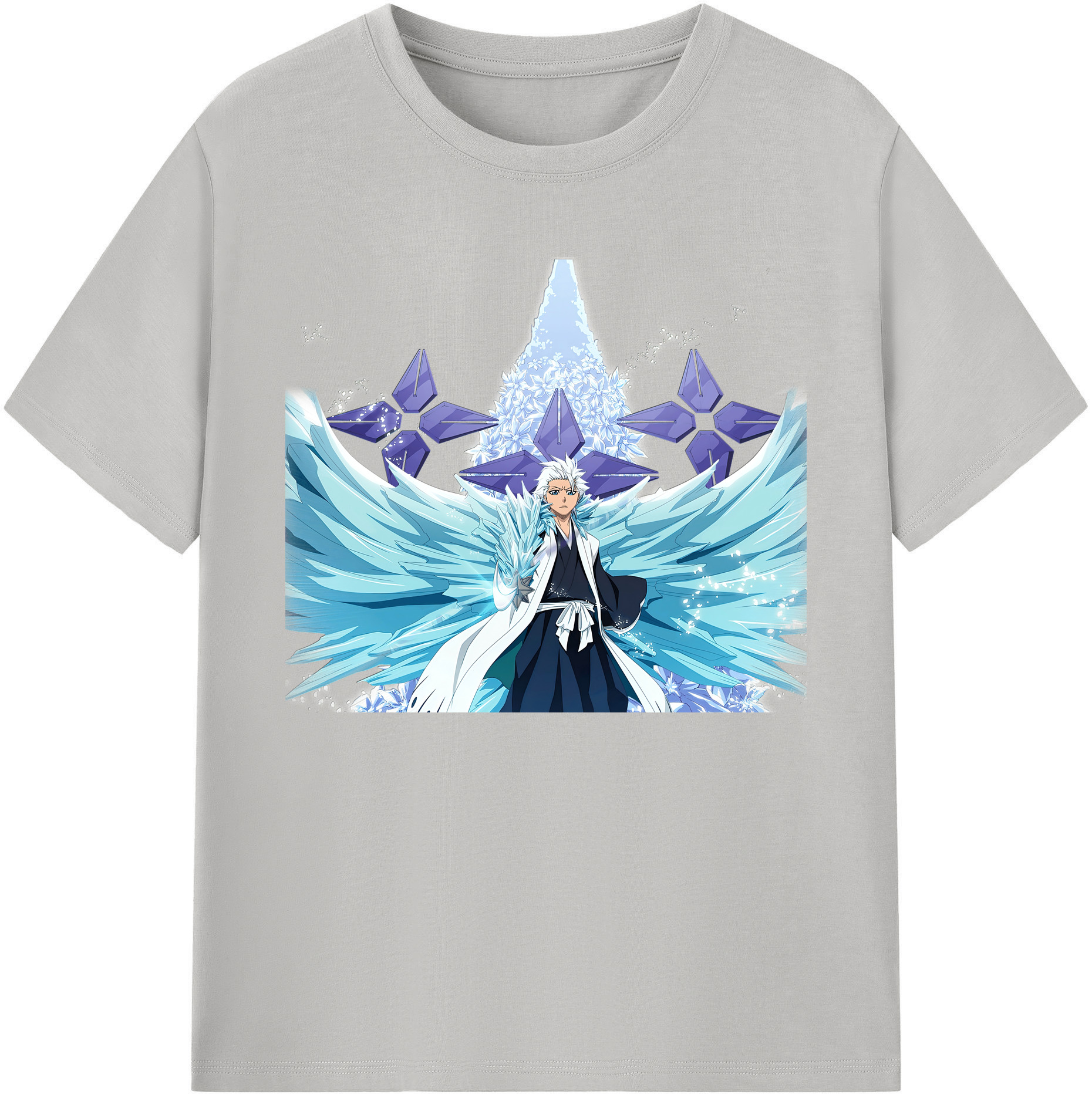 （画像用） ブリーチ 日番谷冬獅郎（ひつがや とうしろう） BLEACH Hitsugaya Toushirou 綿100％ メンズ半袖Tシャツ｜肌触りやわらか＆通気性
