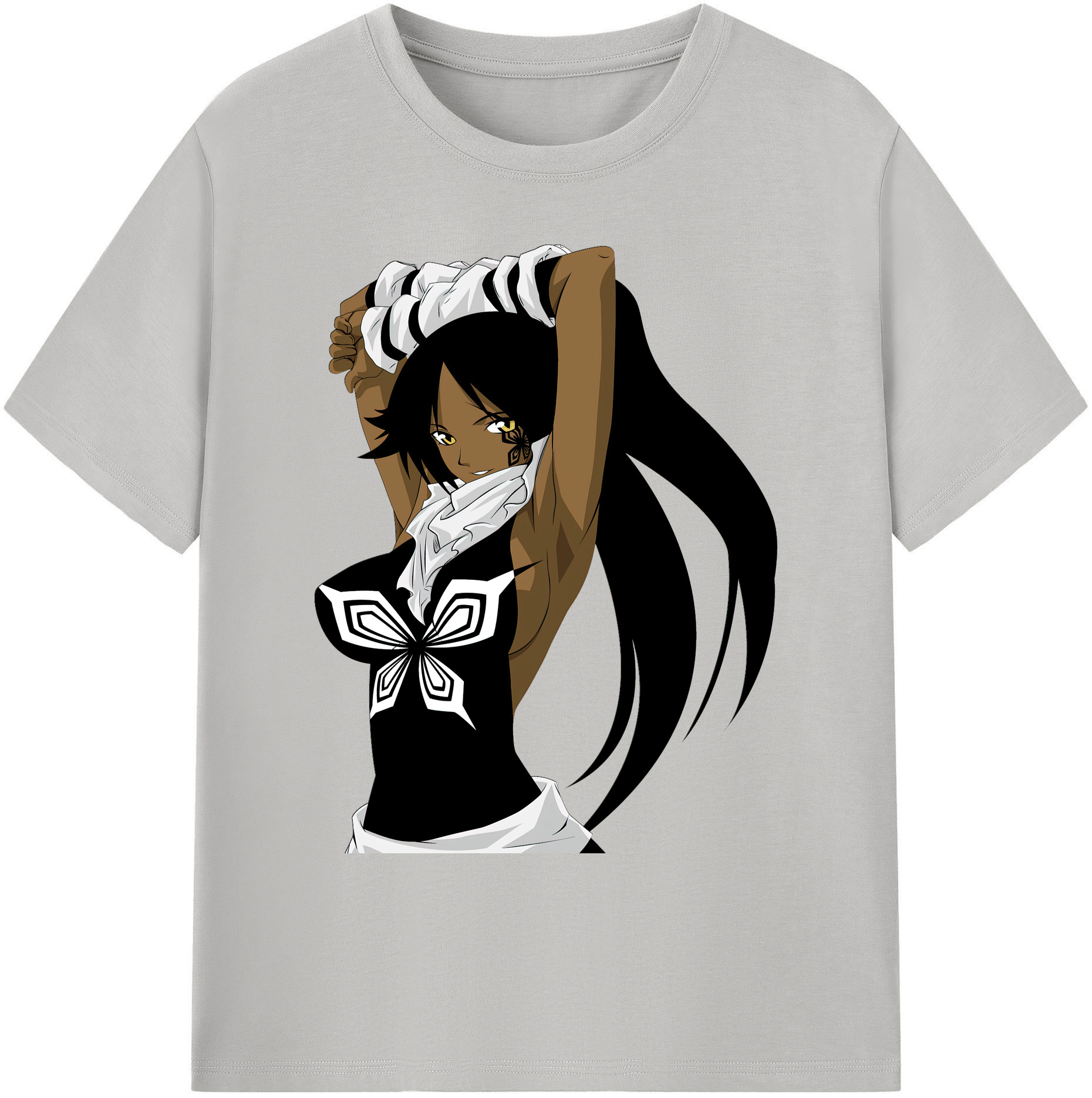 （画像用） ブリーチ 四楓院 夜一（しほういん よるいち） BLEACH Shihouin Yoruichi 綿100％ メンズ半袖Tシャツ｜肌触りやわらか＆通気性