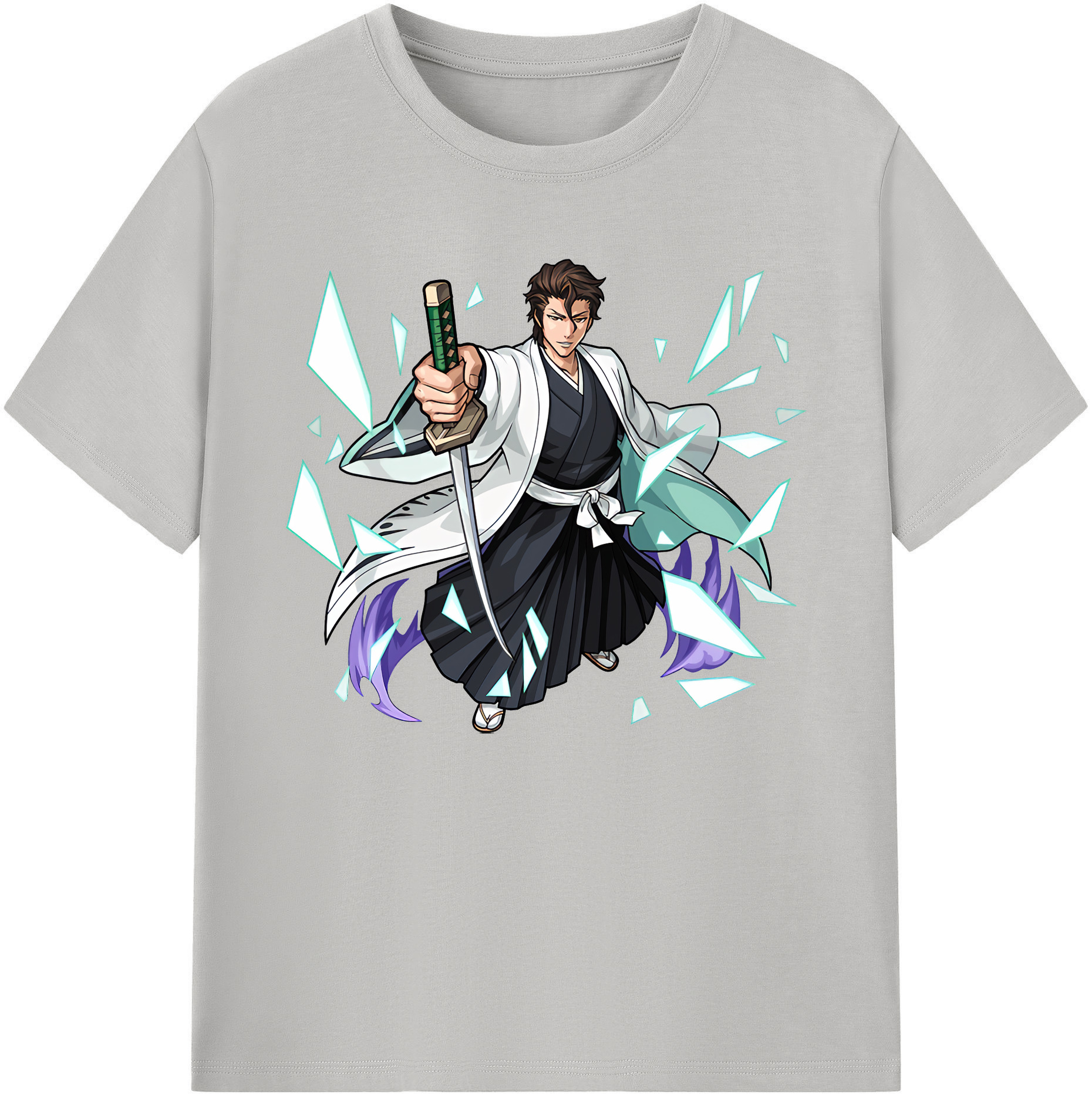 （画像用） ブリーチ 藍染 惣右介（あいぜん そうすけ） BLEACH Aizen Sousuke 綿100％ メンズ半袖Tシャツ｜肌触りやわらか＆通気性