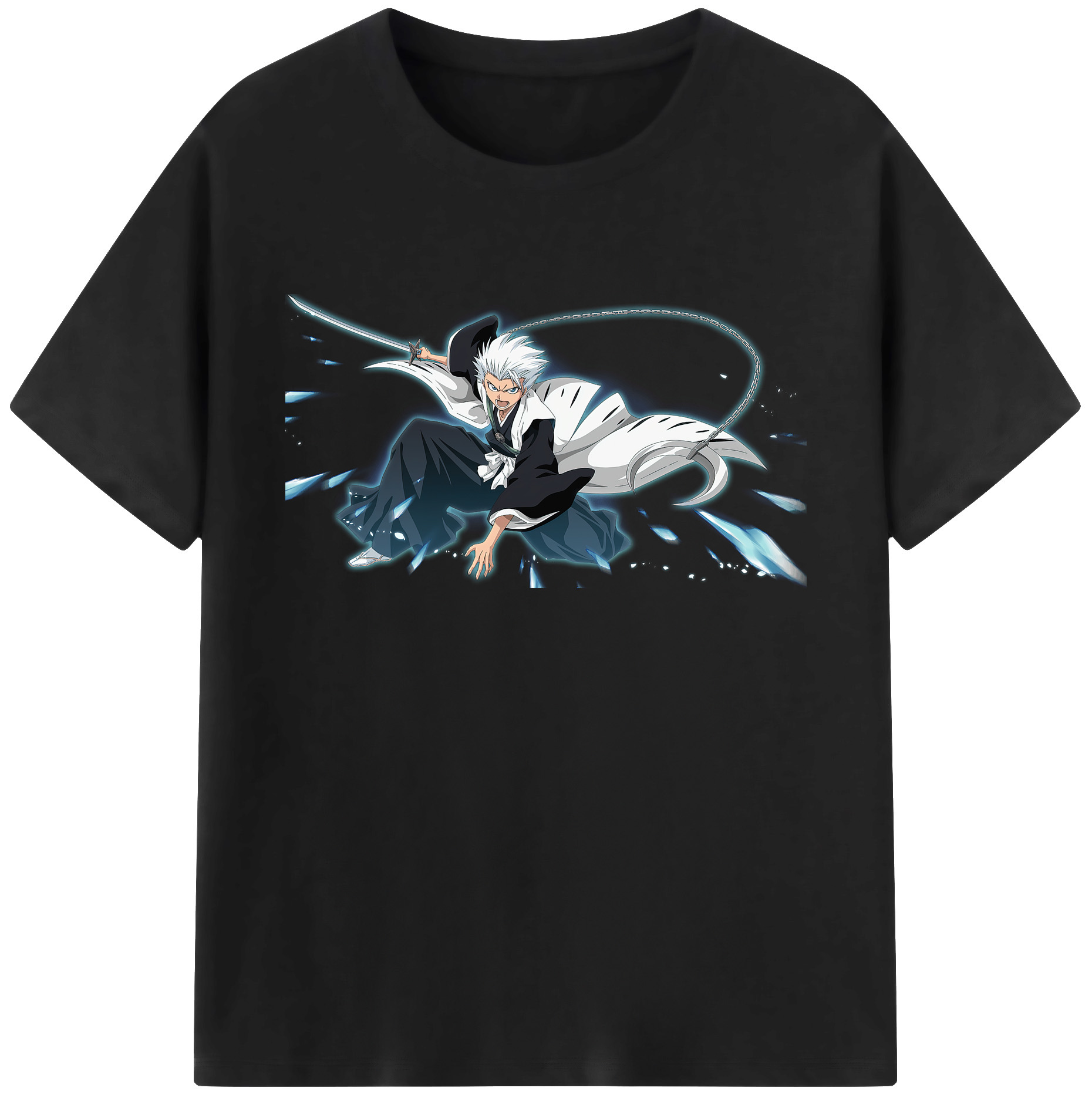 （画像用） ブリーチ 日番谷冬獅郎（ひつがや とうしろう） BLEACH Hitsugaya Toushirou 綿100％ メンズ半袖Tシャツ｜肌触りやわらか＆通気性