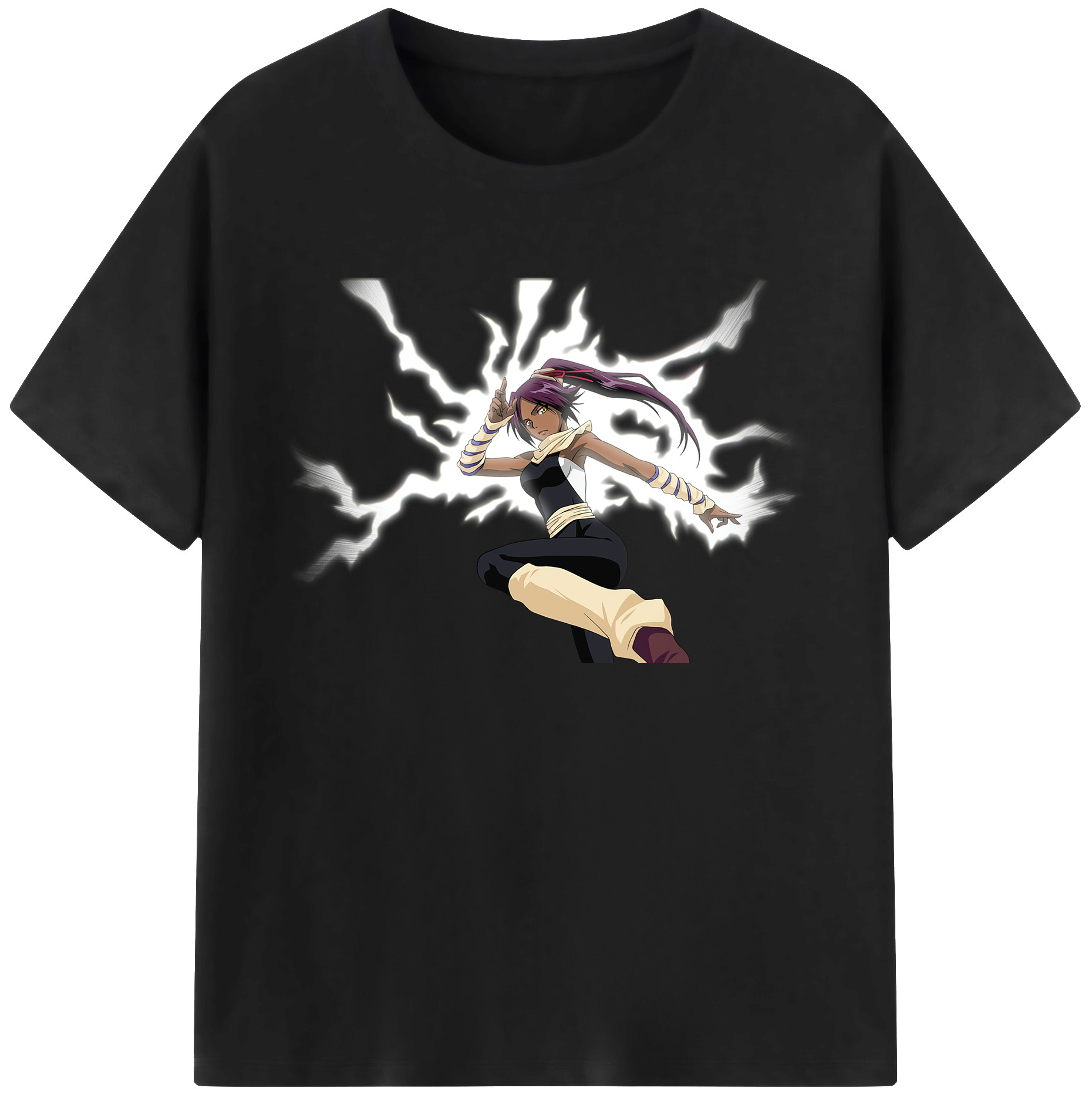 （画像用） ブリーチ 四楓院 夜一（しほういん よるいち） BLEACH Shihouin Yoruichi 綿100％ メンズ半袖Tシャツ｜肌触りやわらか＆通気性