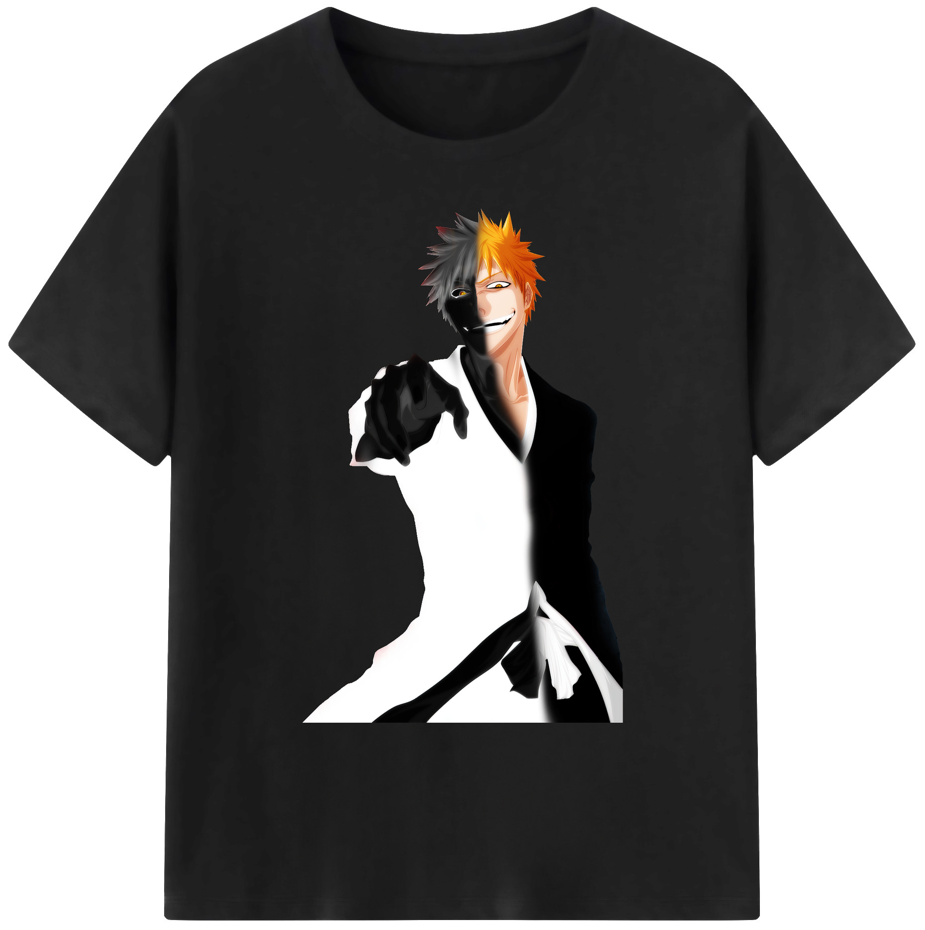 （画像用） ブリーチ 黒崎一護（くろさき いちご）BLEACH Kurosaki Ichigo 綿100％ メンズ半袖Tシャツ｜肌触りやわらか＆通気性