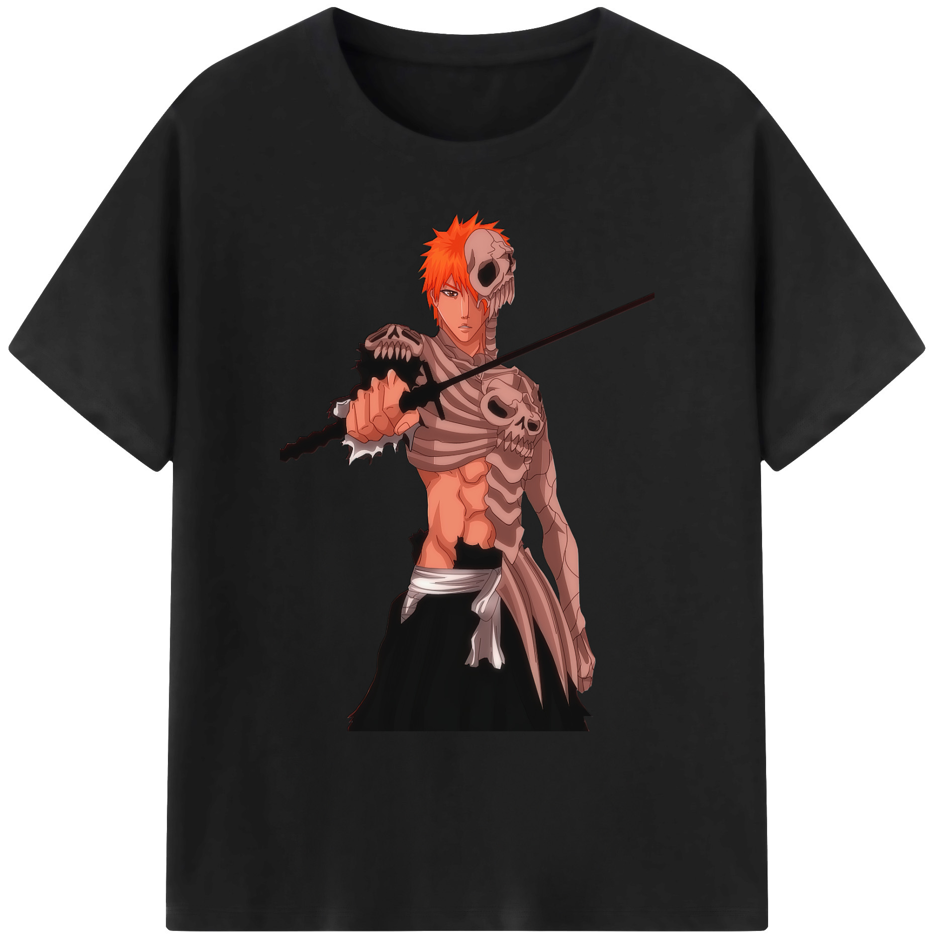 （画像用） ブリーチ 黒崎一護（くろさき いちご）BLEACH Kurosaki Ichigo 綿100％ メンズ半袖Tシャツ｜肌触りやわらか＆通気性