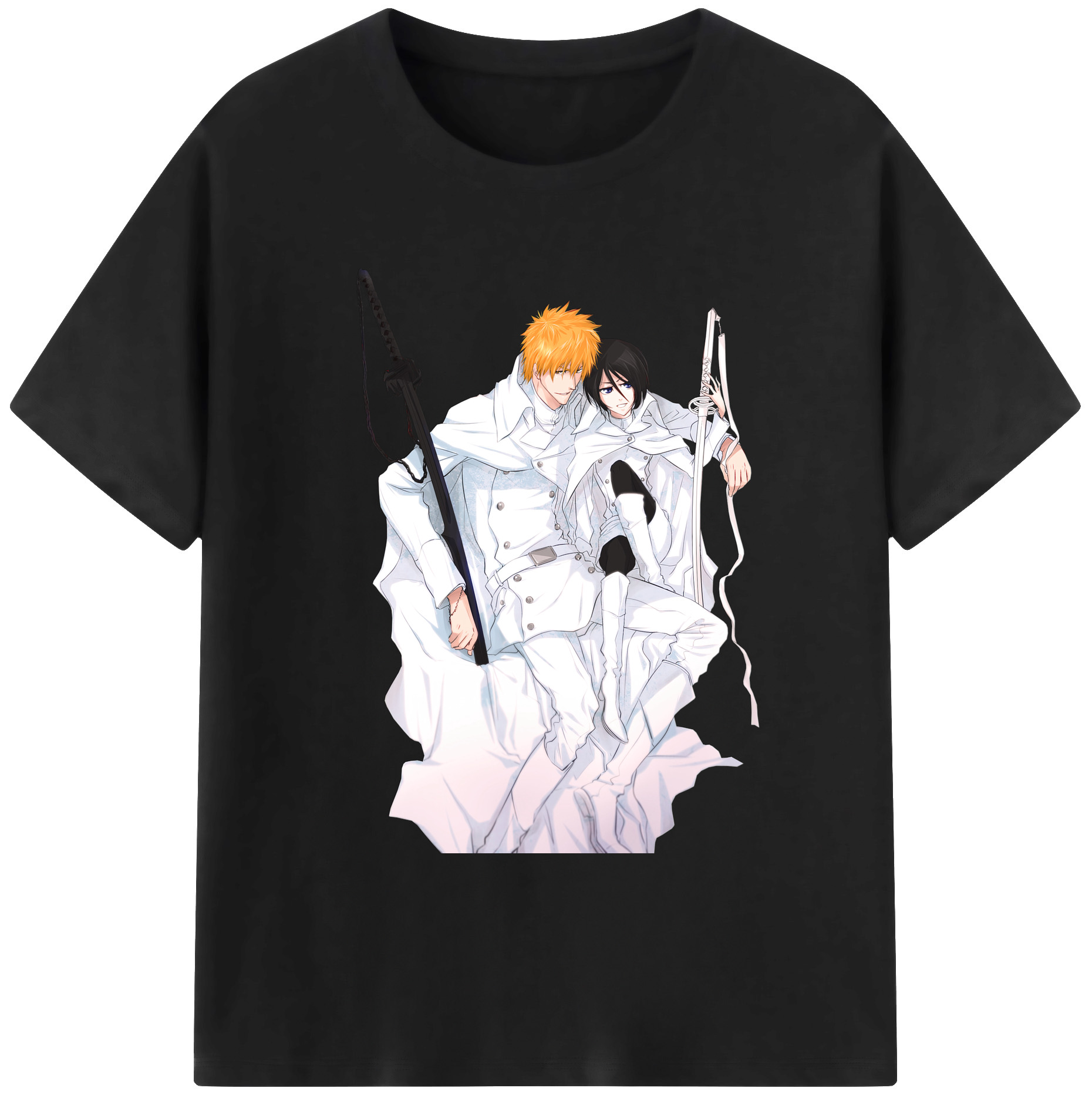 （画像用） ブリーチ 黒崎一護（くろさき いちご）BLEACH Kurosaki Ichigo 綿100％ メンズ半袖Tシャツ｜肌触りやわらか＆通気性