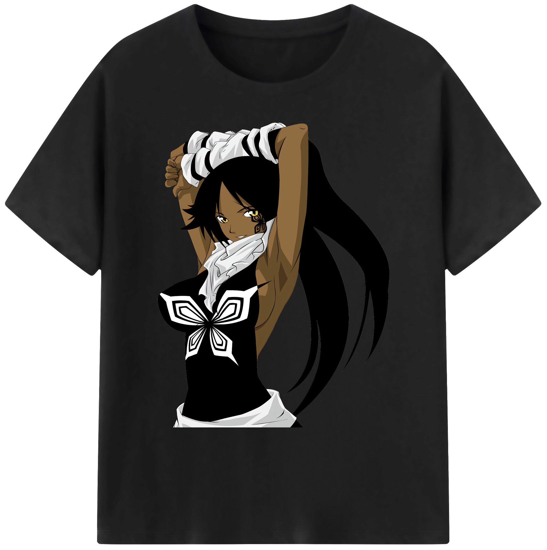 （画像用） ブリーチ 四楓院 夜一（しほういん よるいち） BLEACH Shihouin Yoruichi 綿100％ メンズ半袖Tシャツ｜肌触りやわらか＆通気性