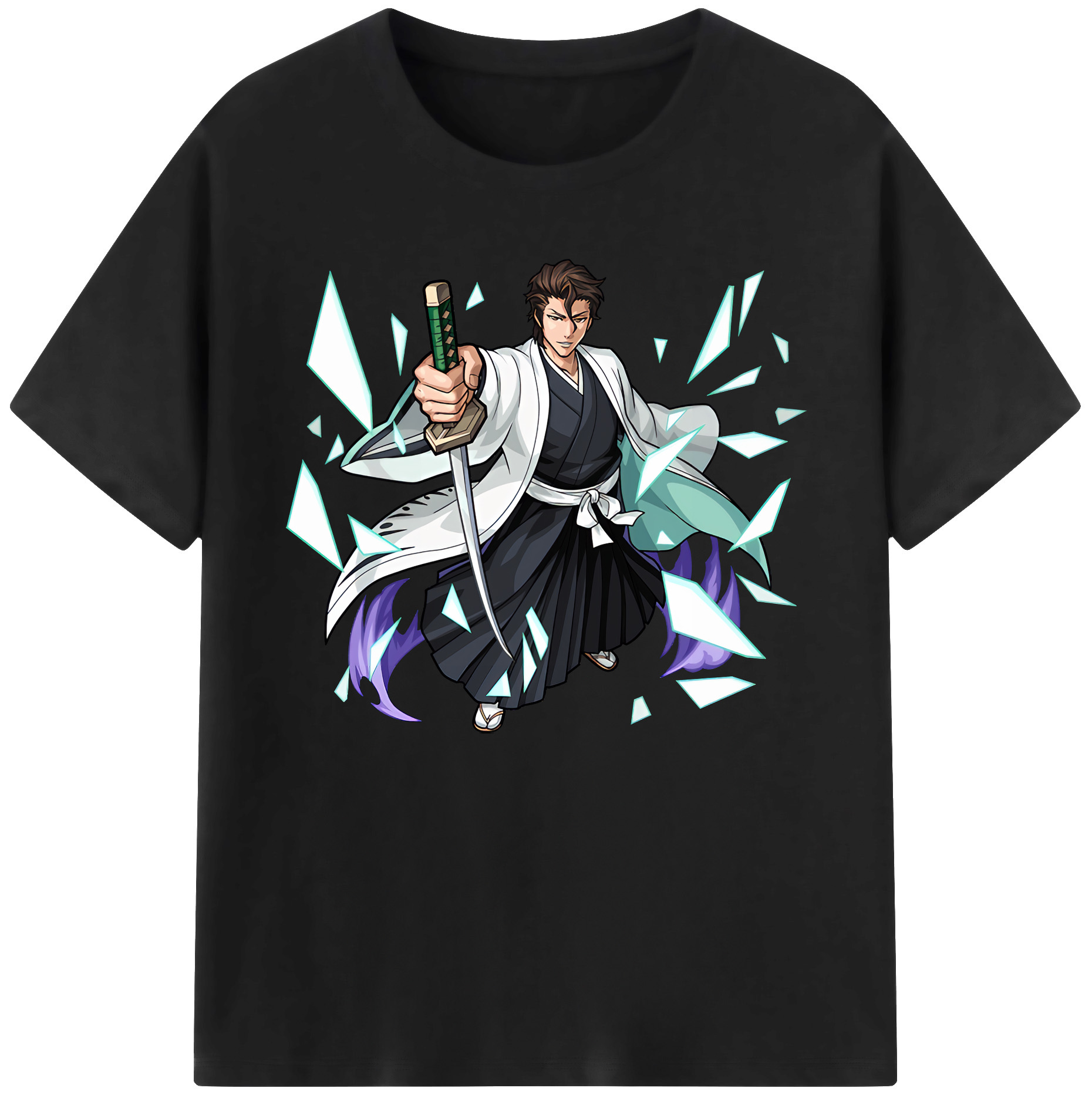 （画像用） ブリーチ 藍染 惣右介（あいぜん そうすけ） BLEACH Aizen Sousuke 綿100％ メンズ半袖Tシャツ｜肌触りやわらか＆通気性