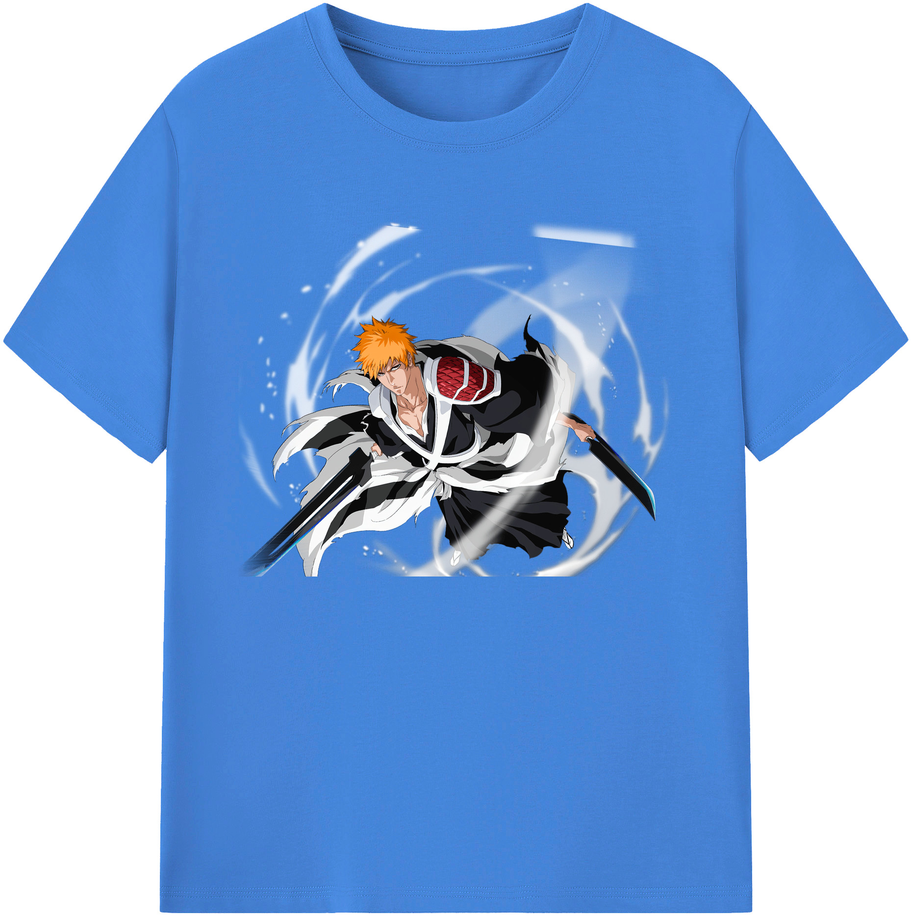 （画像用） ブリーチ 黒崎一護（くろさき いちご）BLEACH Kurosaki Ichigo 綿100％ メンズ半袖Tシャツ｜肌触りやわらか＆通気性