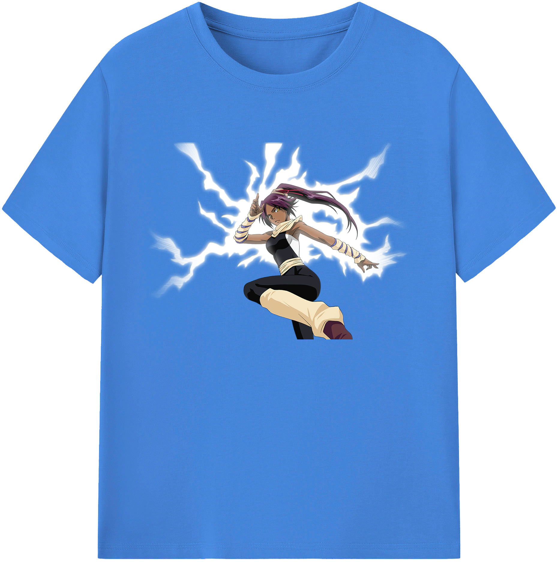 （画像用） ブリーチ 四楓院 夜一（しほういん よるいち） BLEACH Shihouin Yoruichi 綿100％ メンズ半袖Tシャツ｜肌触りやわらか＆通気性