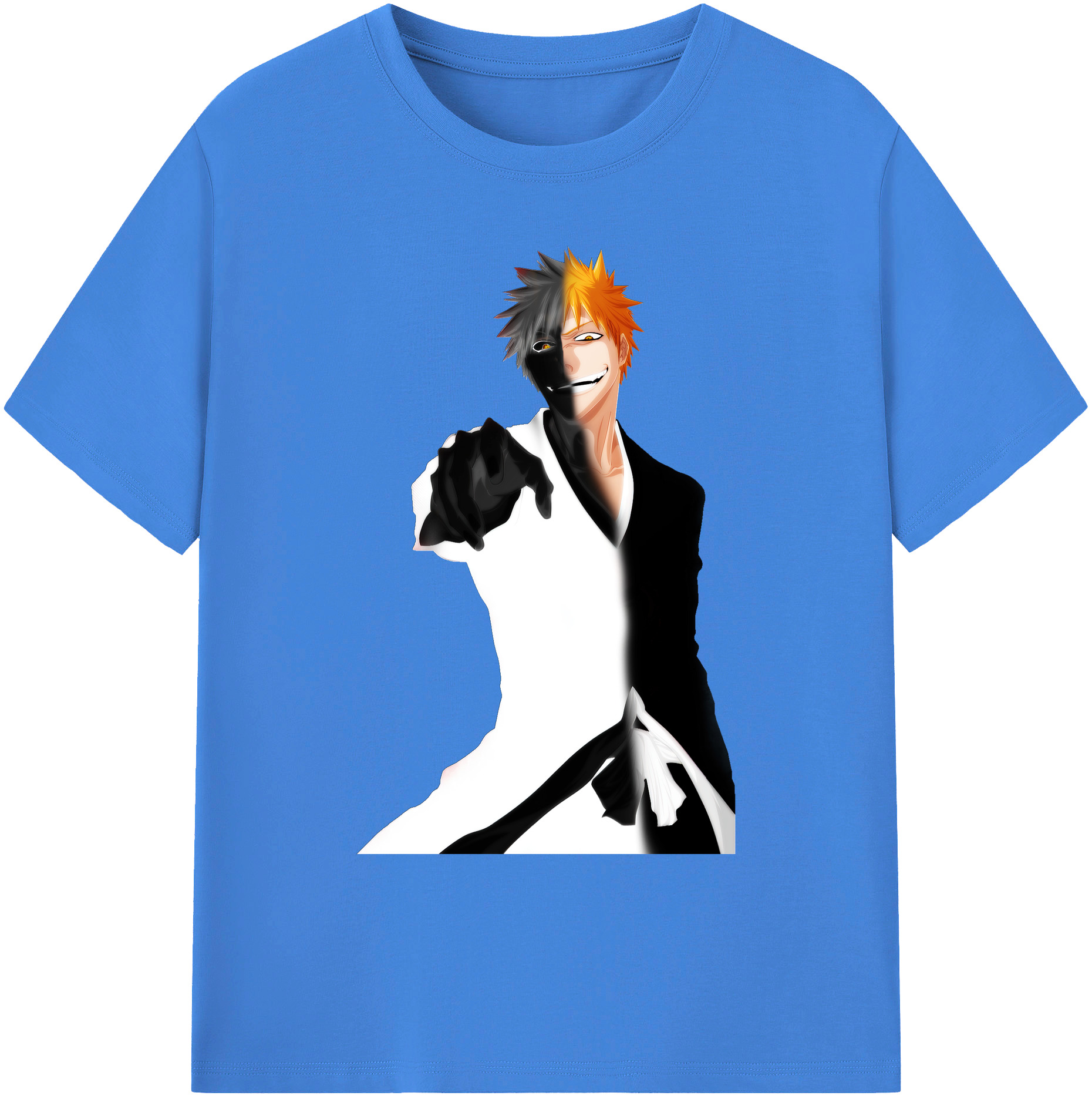 （画像用） ブリーチ 黒崎一護（くろさき いちご）BLEACH Kurosaki Ichigo 綿100％ メンズ半袖Tシャツ｜肌触りやわらか＆通気性