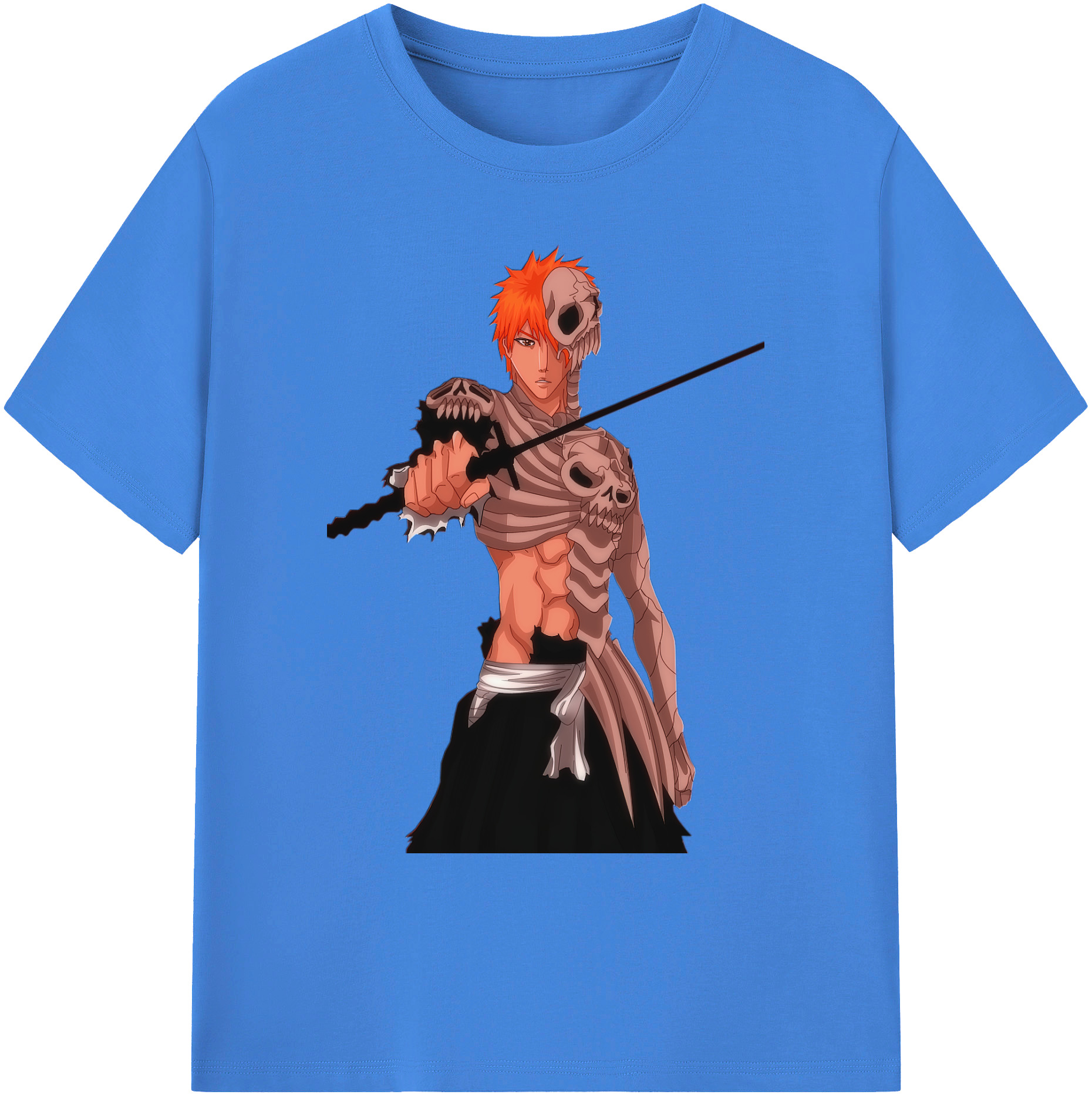 （画像用） ブリーチ 黒崎一護（くろさき いちご）BLEACH Kurosaki Ichigo 綿100％ メンズ半袖Tシャツ｜肌触りやわらか＆通気性