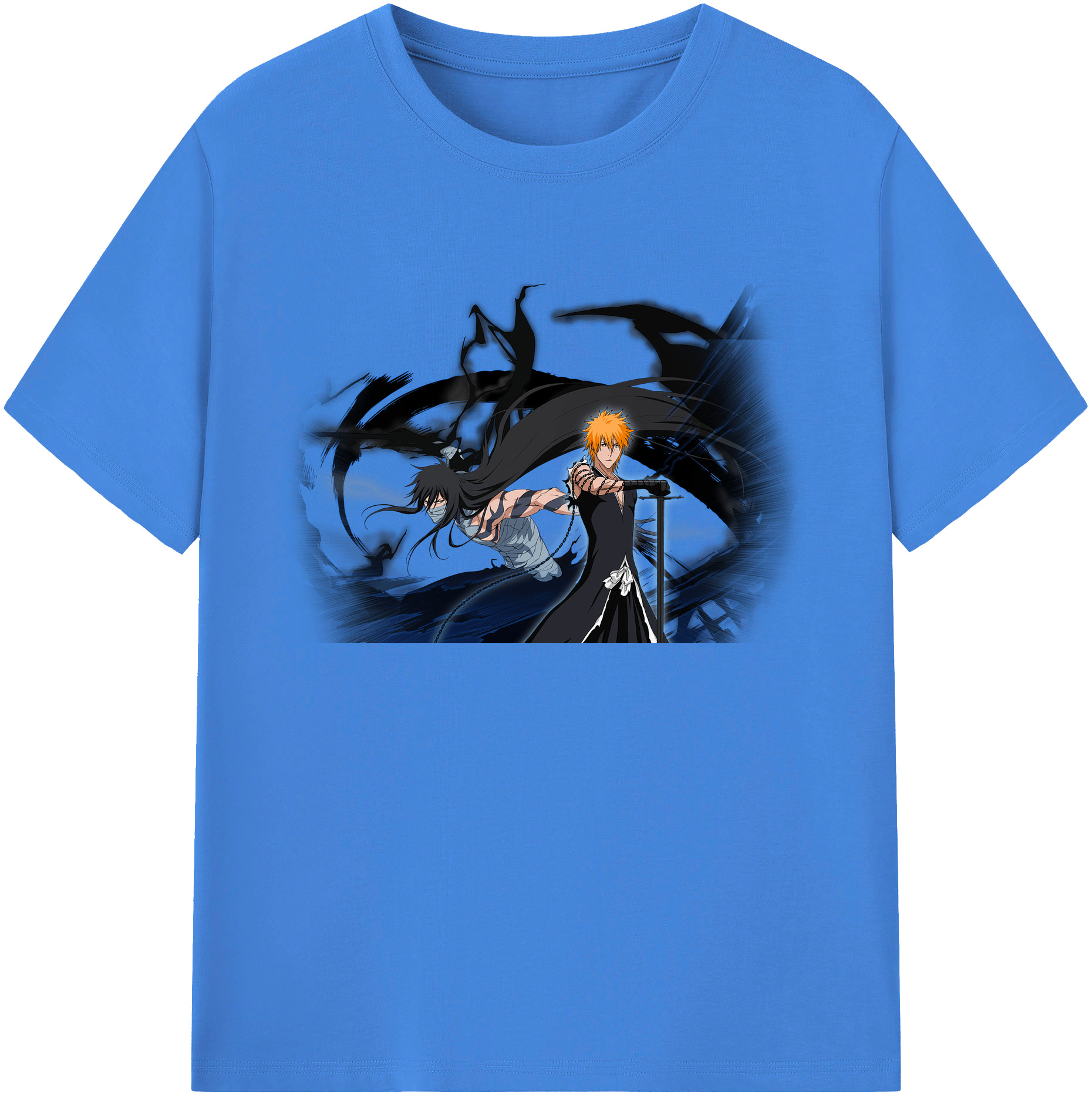 （画像用） ブリーチ 黒崎一護（くろさき いちご）BLEACH Kurosaki Ichigo 綿100％ メンズ半袖Tシャツ｜肌触りやわらか＆通気性