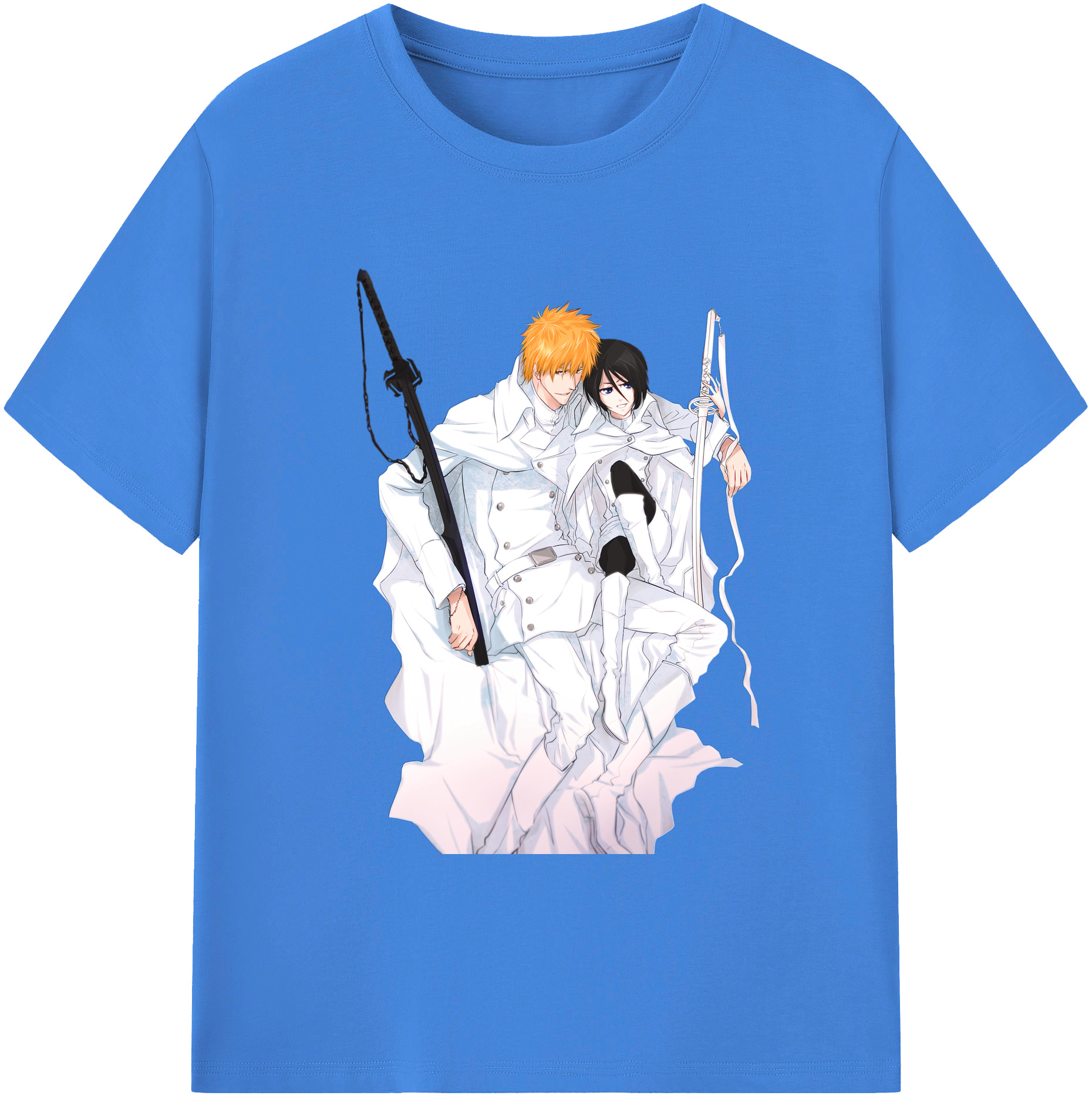 （画像用） ブリーチ 黒崎一護（くろさき いちご）BLEACH Kurosaki Ichigo 綿100％ メンズ半袖Tシャツ｜肌触りやわらか＆通気性