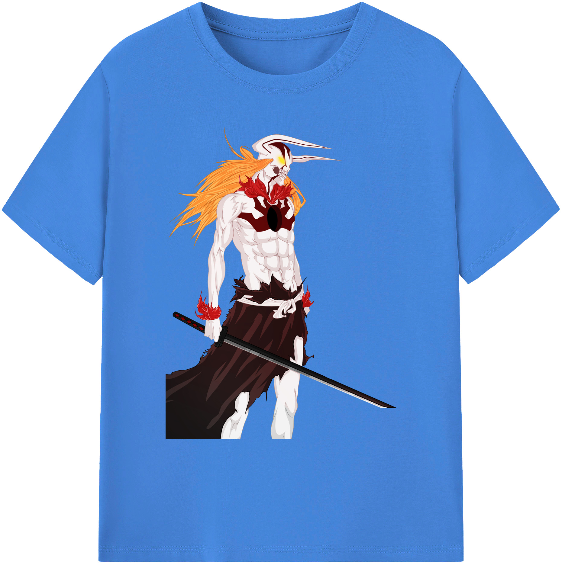 （画像用） ブリーチ 黒崎一護（くろさき いちご）BLEACH Kurosaki Ichigo 綿100％ メンズ半袖Tシャツ｜肌触りやわらか＆通気性