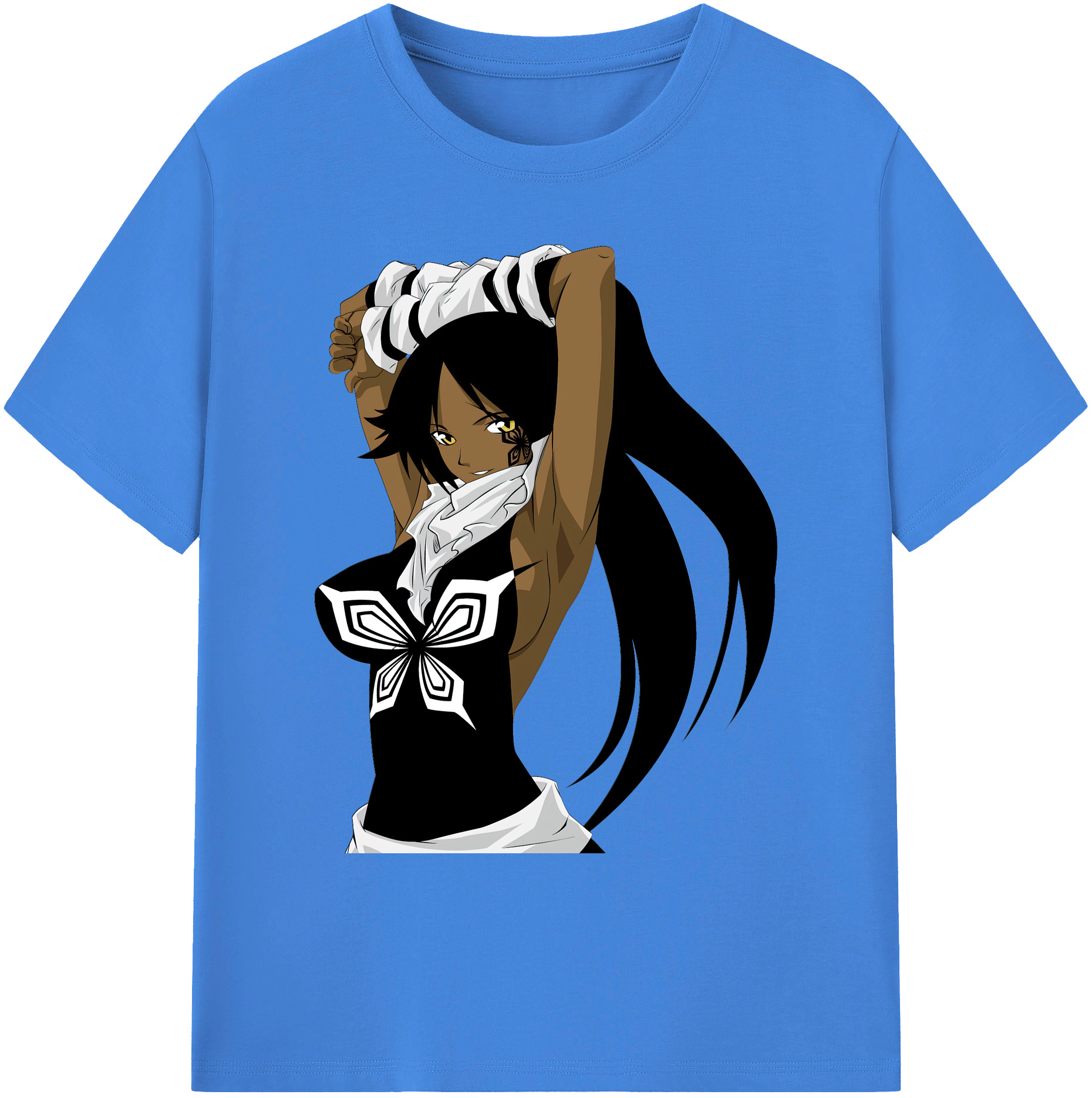 （画像用） ブリーチ 四楓院 夜一（しほういん よるいち） BLEACH Shihouin Yoruichi 綿100％ メンズ半袖Tシャツ｜肌触りやわらか＆通気性