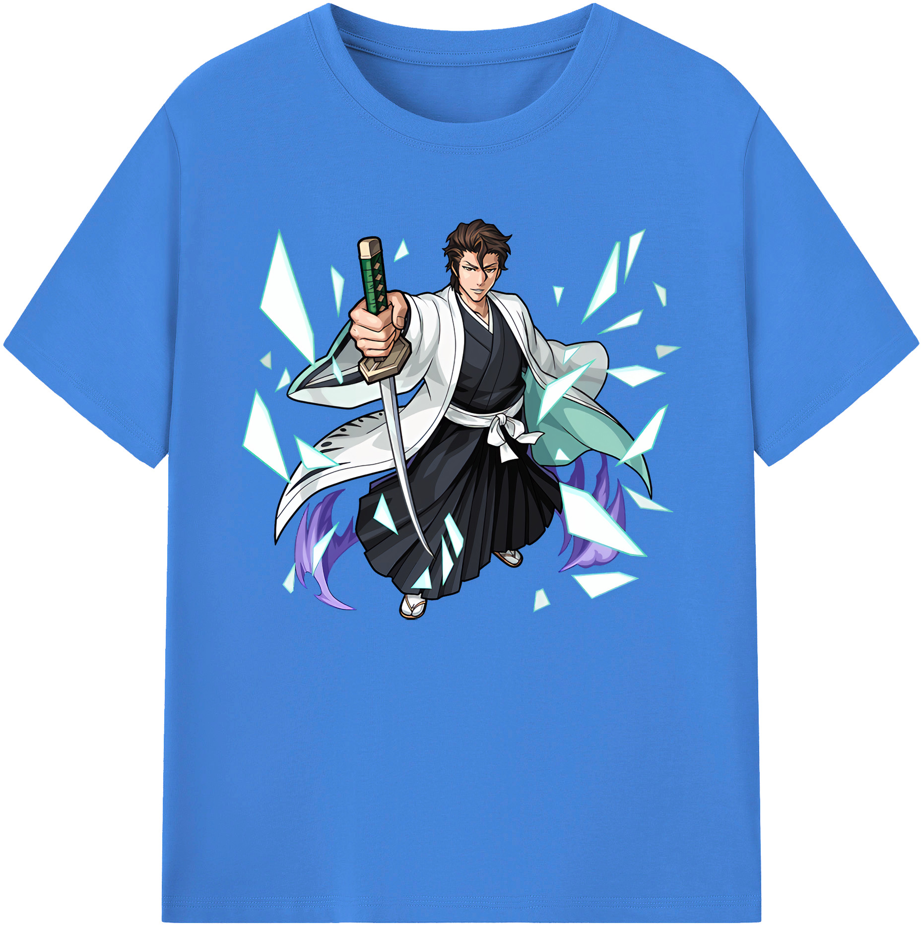 （画像用） ブリーチ 藍染 惣右介（あいぜん そうすけ） BLEACH Aizen Sousuke 綿100％ メンズ半袖Tシャツ｜肌触りやわらか＆通気性