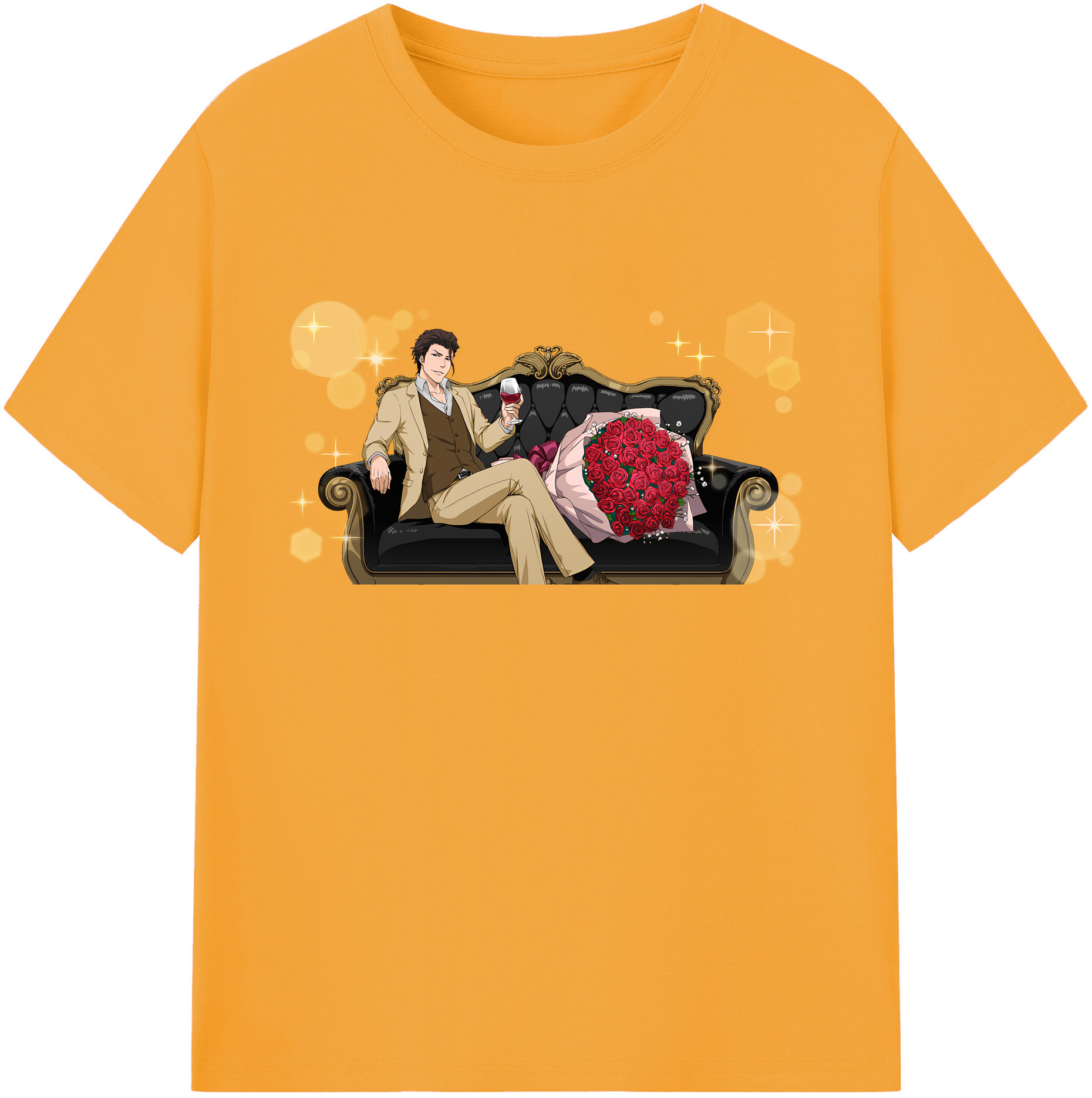 （画像用） ブリーチ 藍染 惣右介（あいぜん そうすけ） BLEACH Aizen Sousuke 綿100％ メンズ半袖Tシャツ｜肌触りやわらか＆通気性