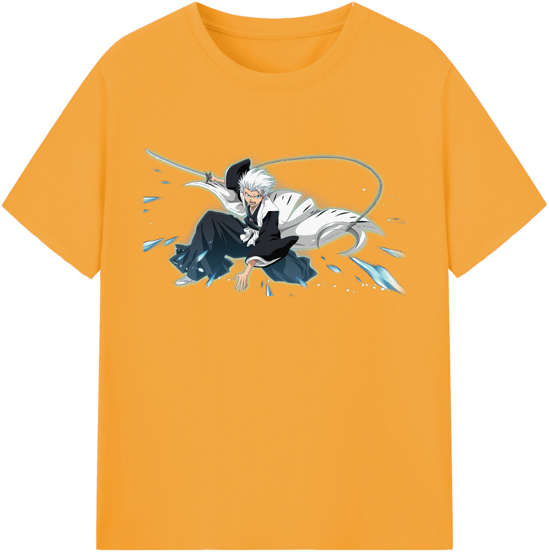 （画像用） ブリーチ 日番谷冬獅郎（ひつがや とうしろう） BLEACH Hitsugaya Toushirou 綿100％ メンズ半袖Tシャツ｜肌触りやわらか＆通気性
